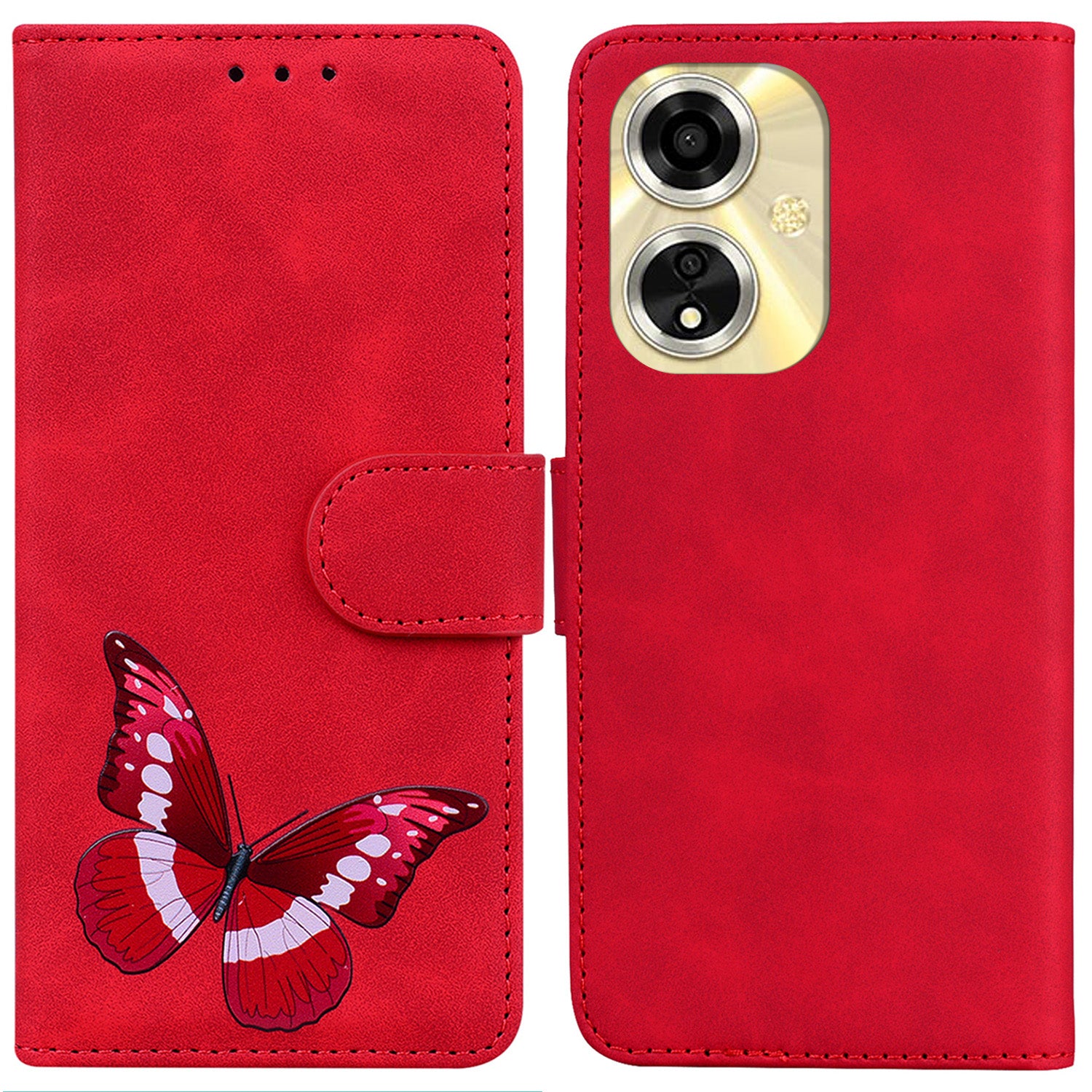 For Oppo A59 5G / A2m 5G Case PU Leather Butterfly Printing Wallet Style Phone Cover