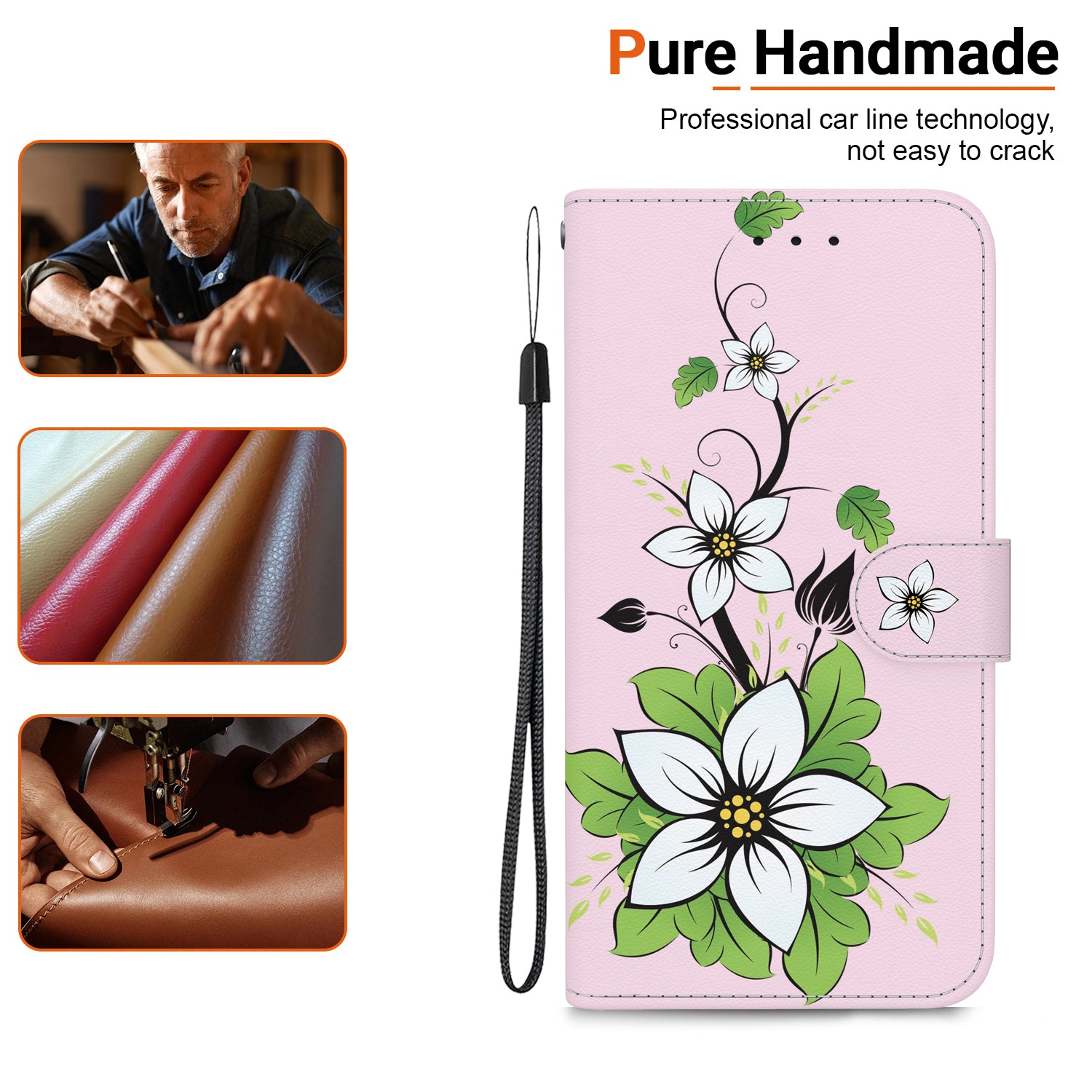 For Oppo A59 5G / A2m 5G Case Stand Hand Strap Leather Pattern Phone Cover