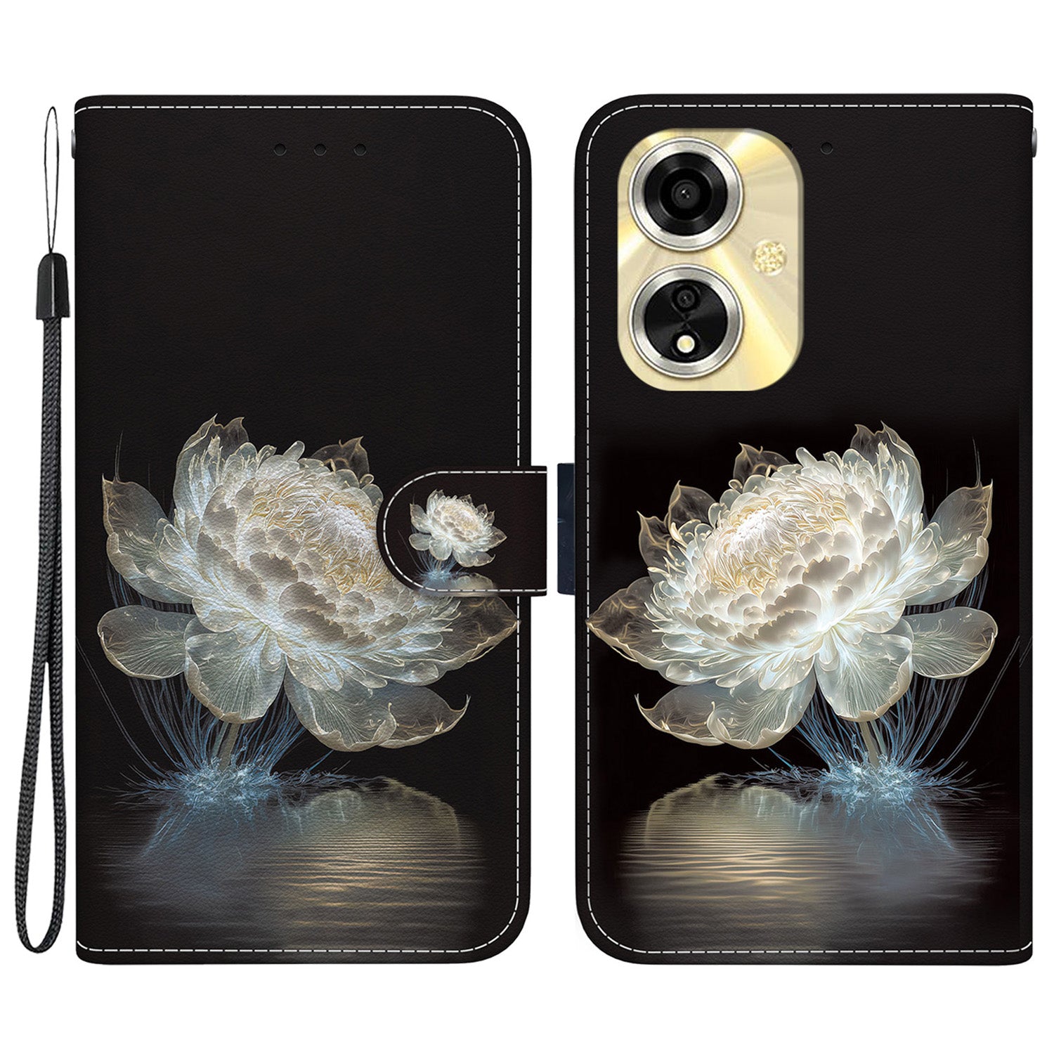 For Oppo A59 5G / A2m 5G Case Stand Hand Strap Leather Pattern Phone Cover
