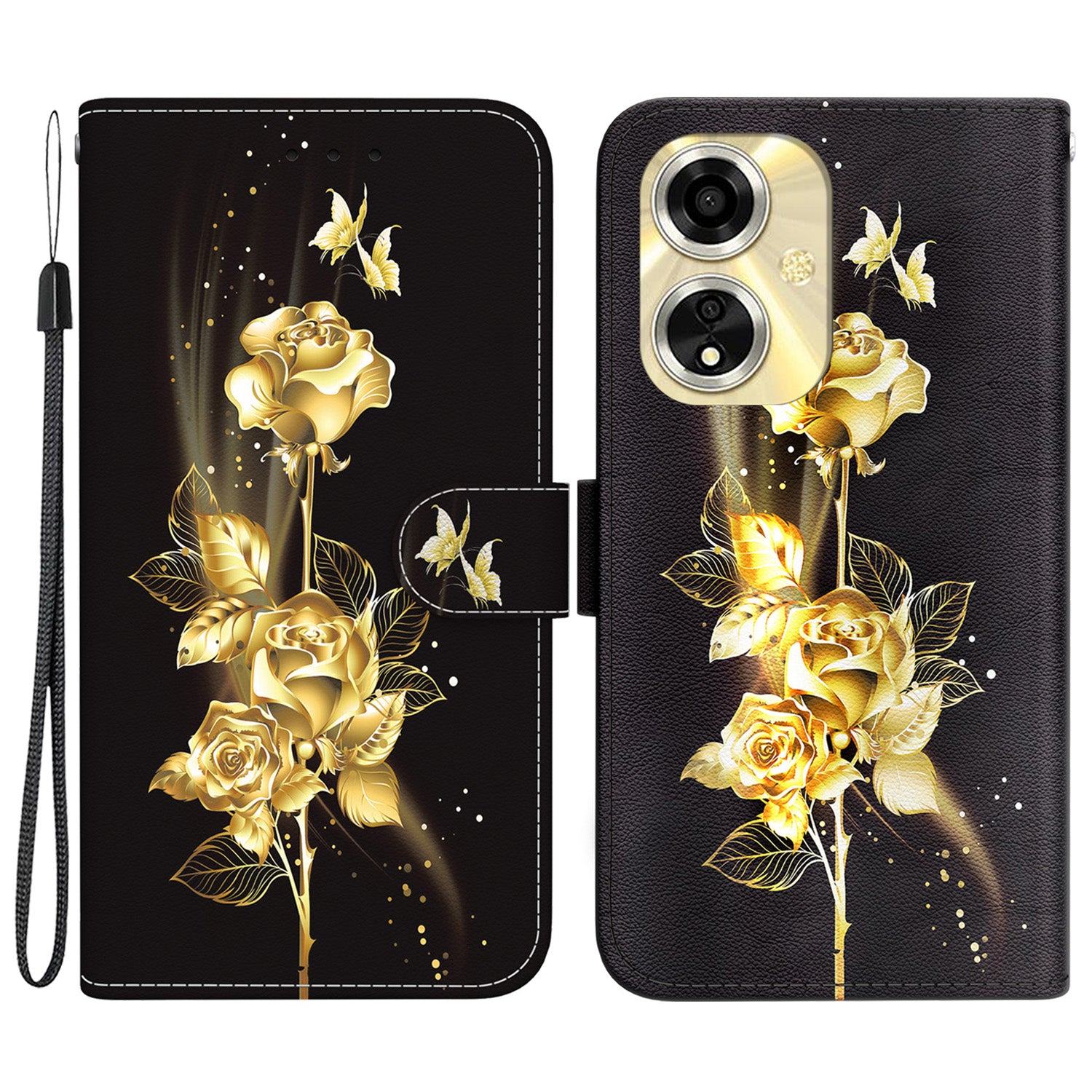 For Oppo A59 5G / A2m 5G Case Stand Hand Strap Leather Pattern Phone Cover