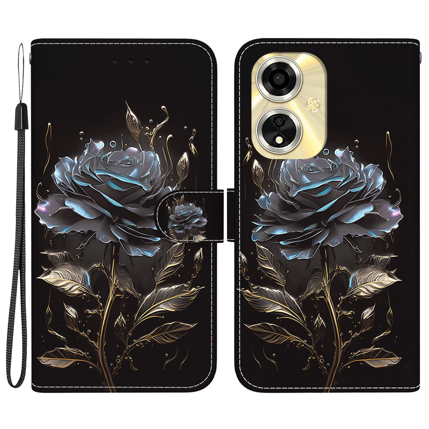 For Oppo A59 5G / A2m 5G Case Stand Hand Strap Leather Pattern Phone Cover