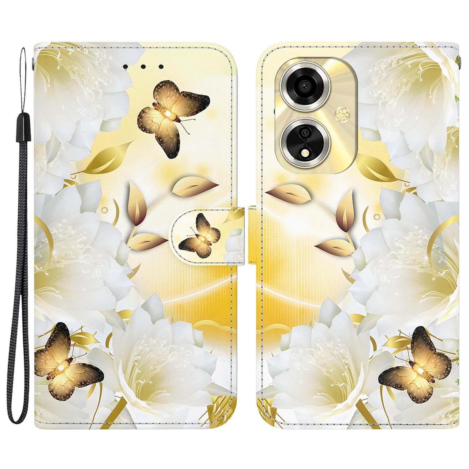 For Oppo A59 5G / A2m 5G Case Stand Hand Strap Leather Pattern Phone Cover