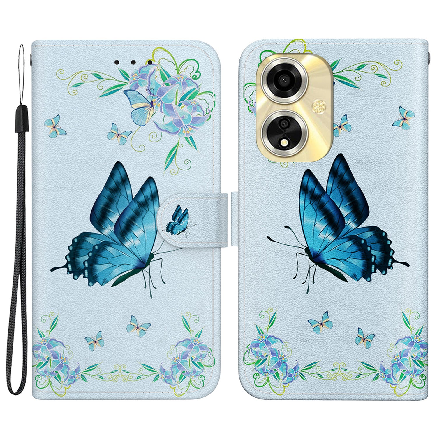 For Oppo A59 5G / A2m 5G Case Stand Hand Strap Leather Pattern Phone Cover