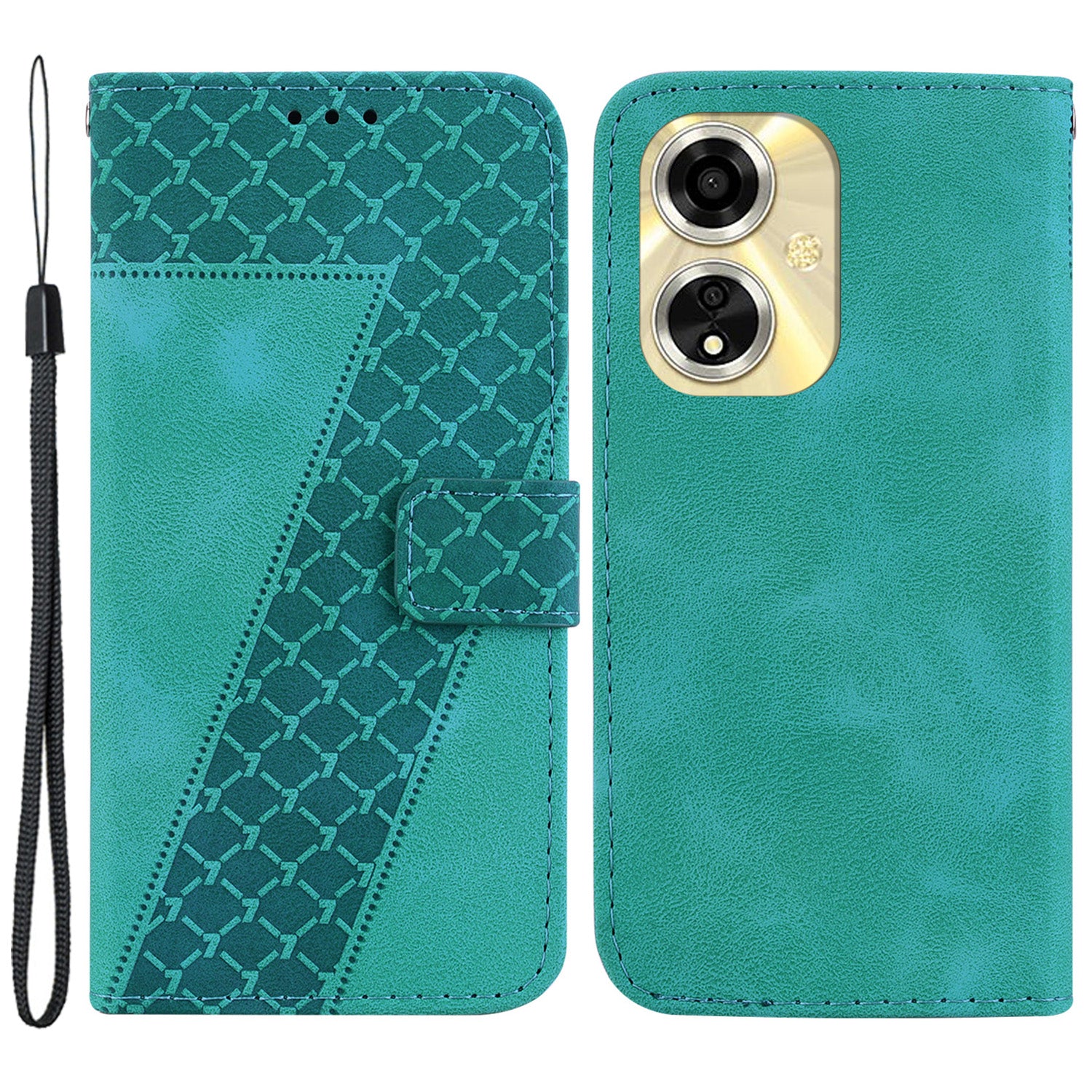For Oppo A59 5G / A2m 5G Case Wallet Stand Leather Phone Cover 7-Shape Pattern