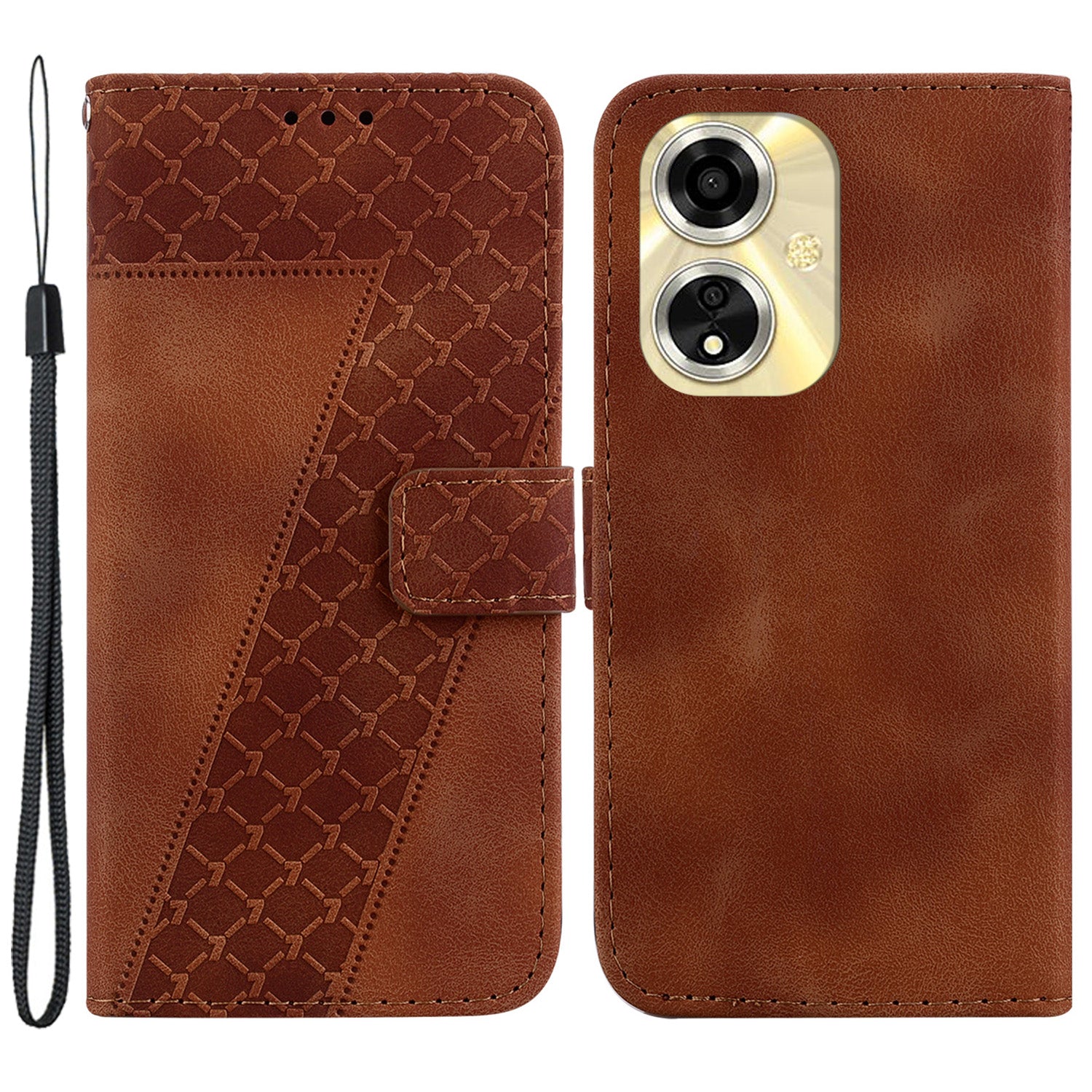 For Oppo A59 5G / A2m 5G Case Wallet Stand Leather Phone Cover 7-Shape Pattern