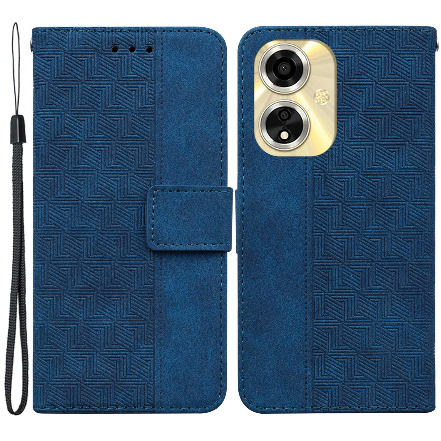 For Oppo A59 5G / A2m 5G Case Geometry Imprinted Leather Phone Cover with Wallet