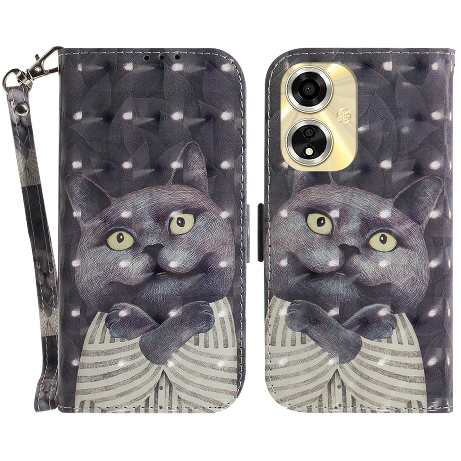 For Oppo A59 5G / A2m 5G Wallet Phone Case Pattern Printed Leather Flip Cover with Strap