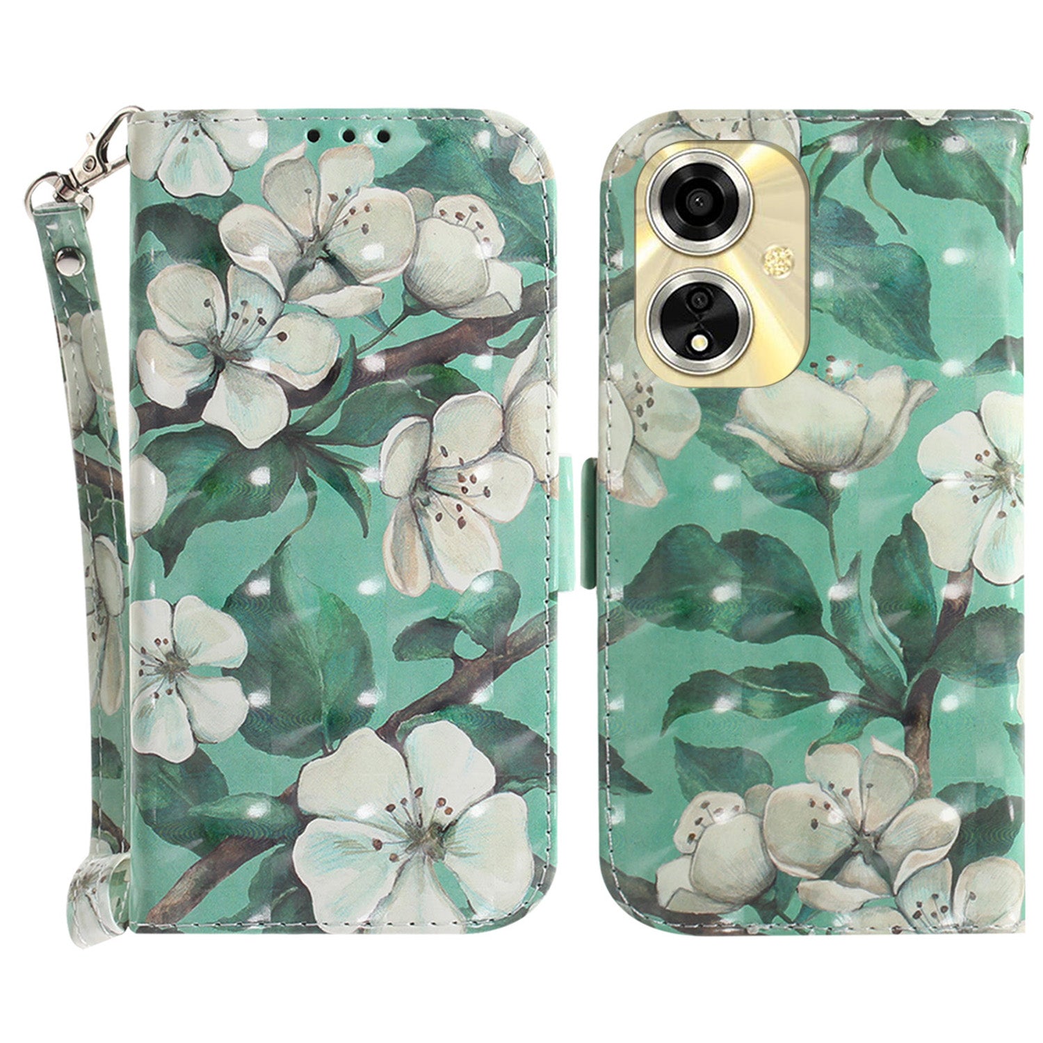For Oppo A59 5G / A2m 5G Wallet Phone Case Pattern Printed Leather Flip Cover with Strap