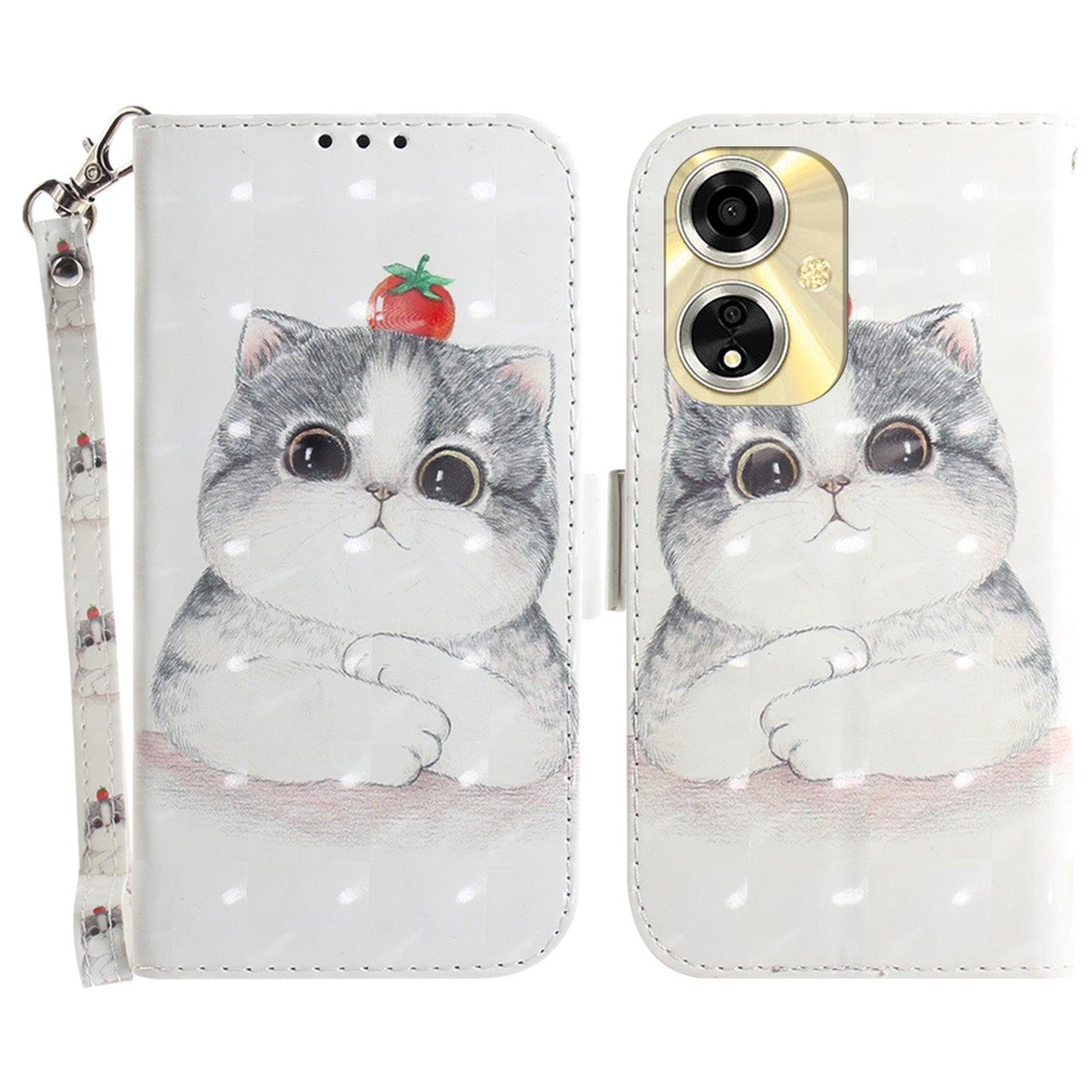 For Oppo A59 5G / A2m 5G Wallet Phone Case Pattern Printed Leather Flip Cover with Strap
