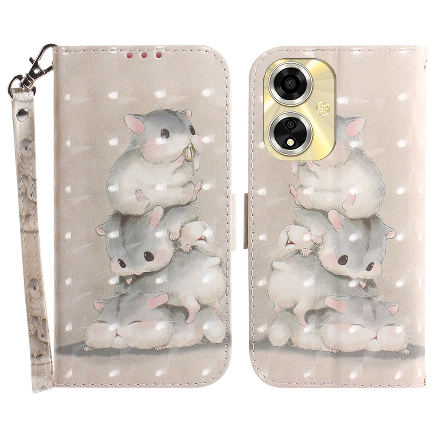 For Oppo A59 5G / A2m 5G Wallet Phone Case Pattern Printed Leather Flip Cover with Strap