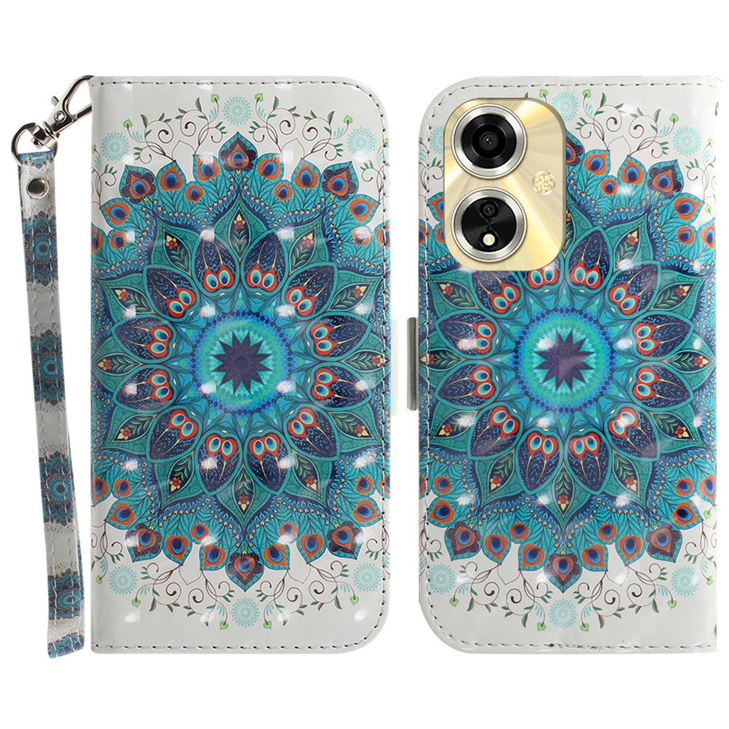For Oppo A59 5G / A2m 5G Wallet Phone Case Pattern Printed Leather Flip Cover with Strap