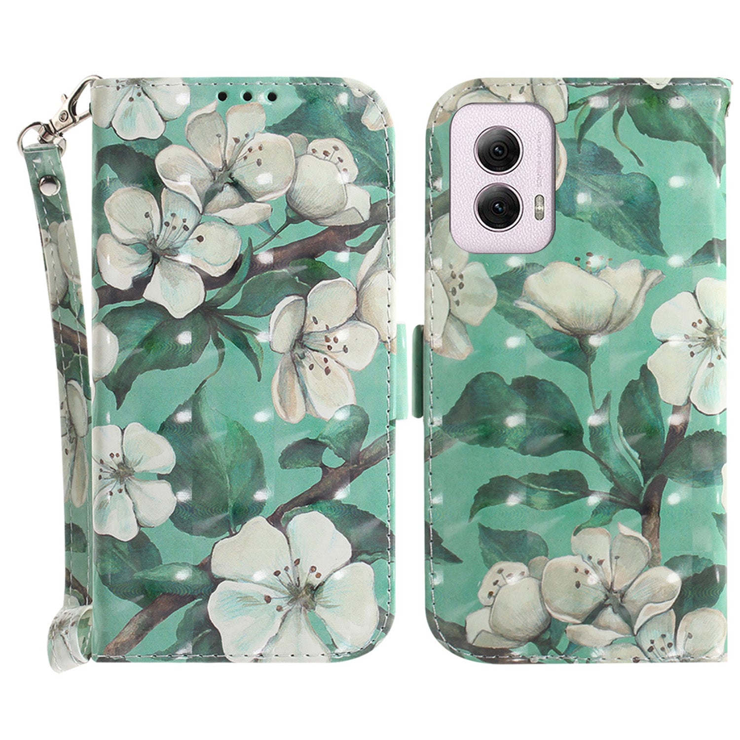 For Motorola Moto G Power (2024) Wallet Case with Strap, Pattern Printed Leather Phone Cover