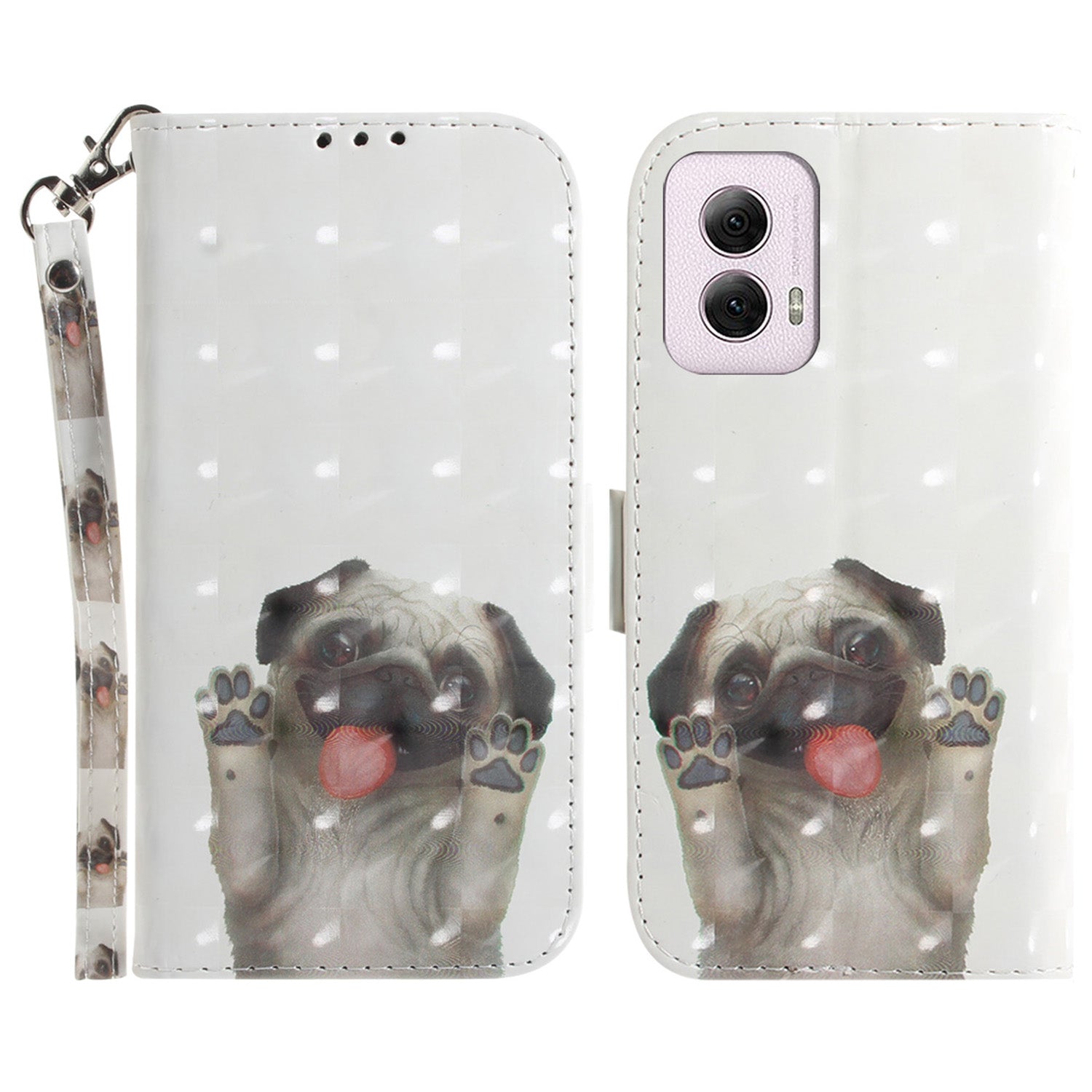 For Motorola Moto G Power (2024) Wallet Case with Strap, Pattern Printed Leather Phone Cover