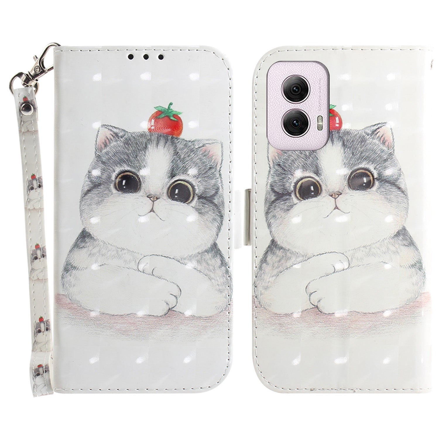 For Motorola Moto G Power (2024) Wallet Case with Strap, Pattern Printed Leather Phone Cover