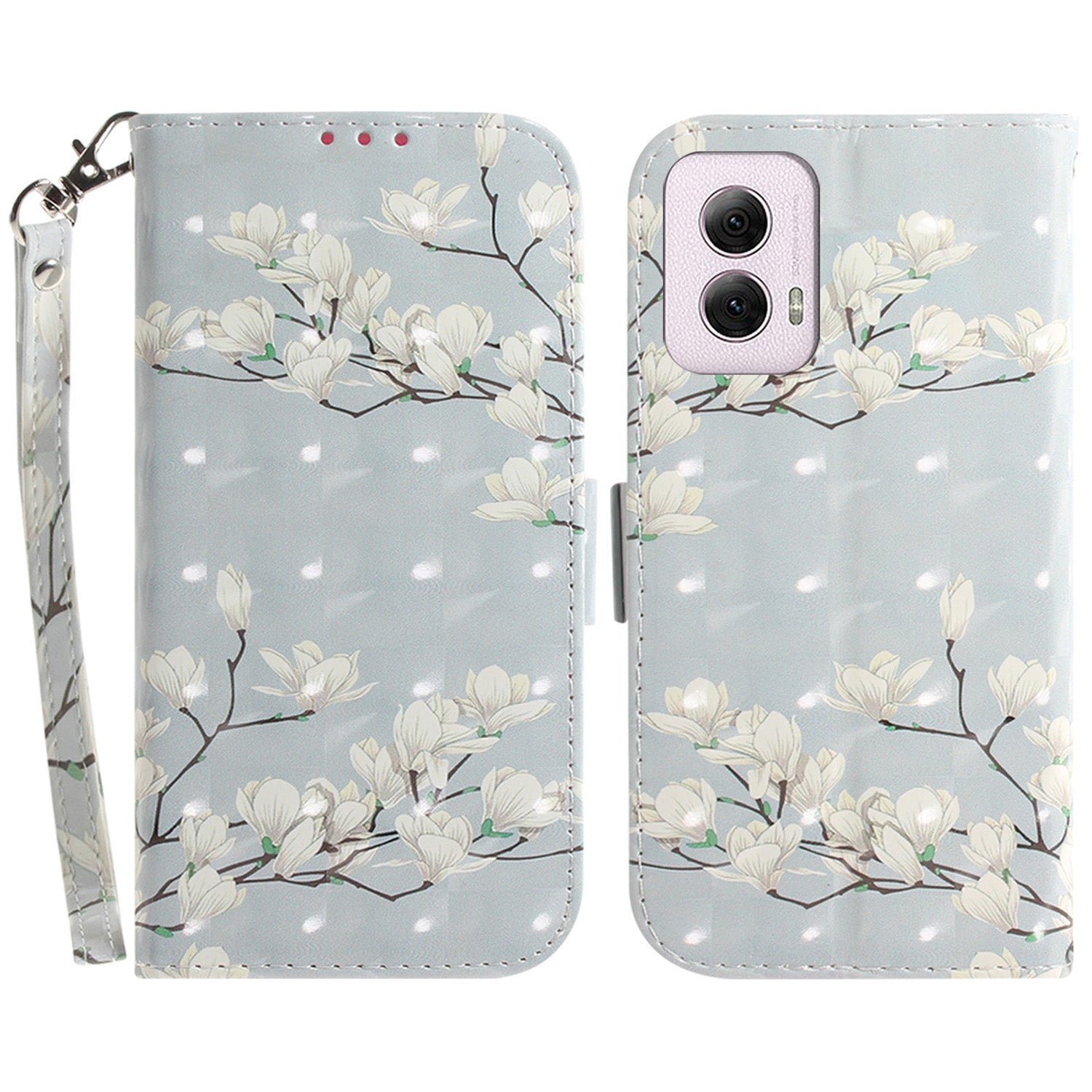 For Motorola Moto G Power (2024) Wallet Case with Strap, Pattern Printed Leather Phone Cover