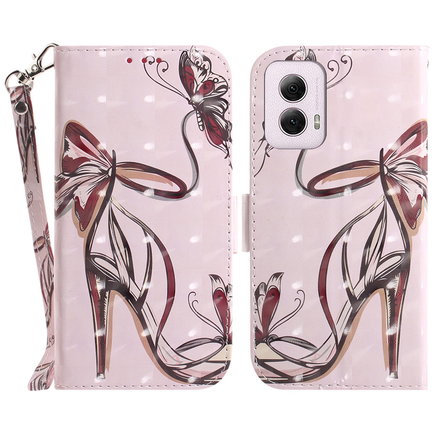For Motorola Moto G Power (2024) Wallet Case with Strap, Pattern Printed Leather Phone Cover