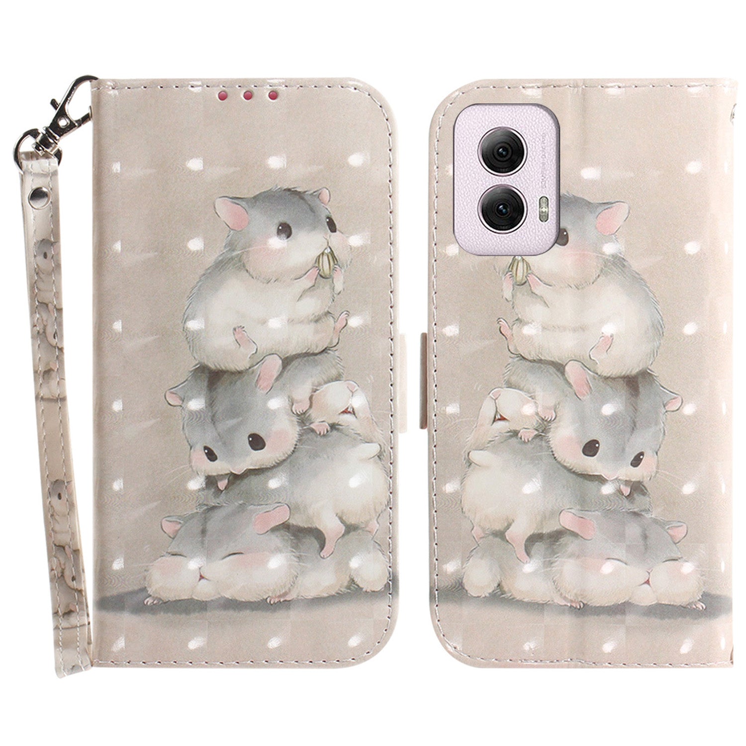 For Motorola Moto G Power (2024) Wallet Case with Strap, Pattern Printed Leather Phone Cover