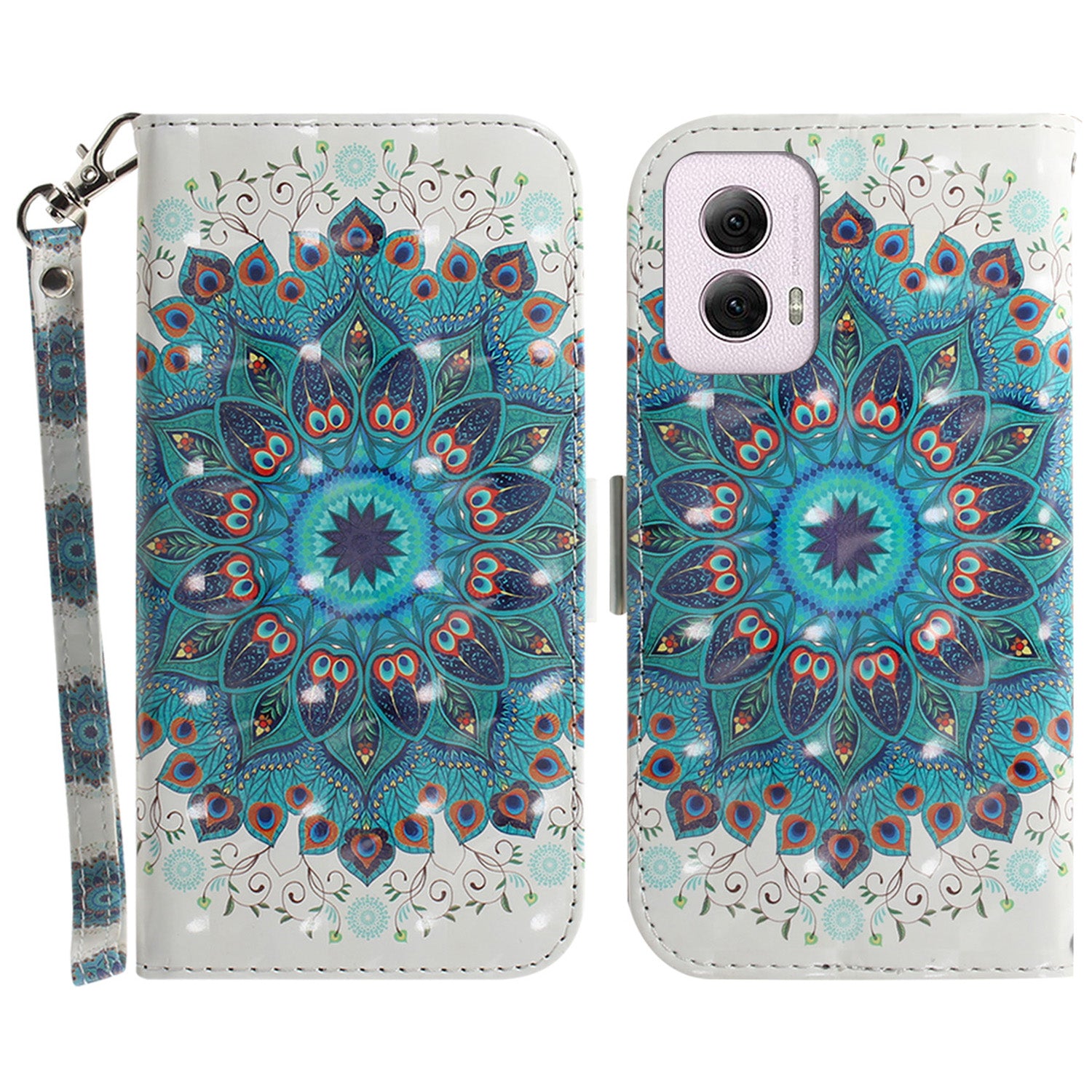 For Motorola Moto G Power (2024) Wallet Case with Strap, Pattern Printed Leather Phone Cover