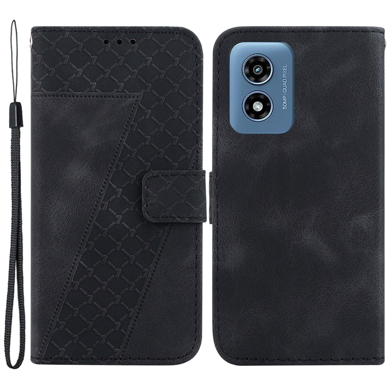 For Motorola Moto G Play (2024) 4G Phone Case 7-Shape Imprinted Wallet Leather Cover