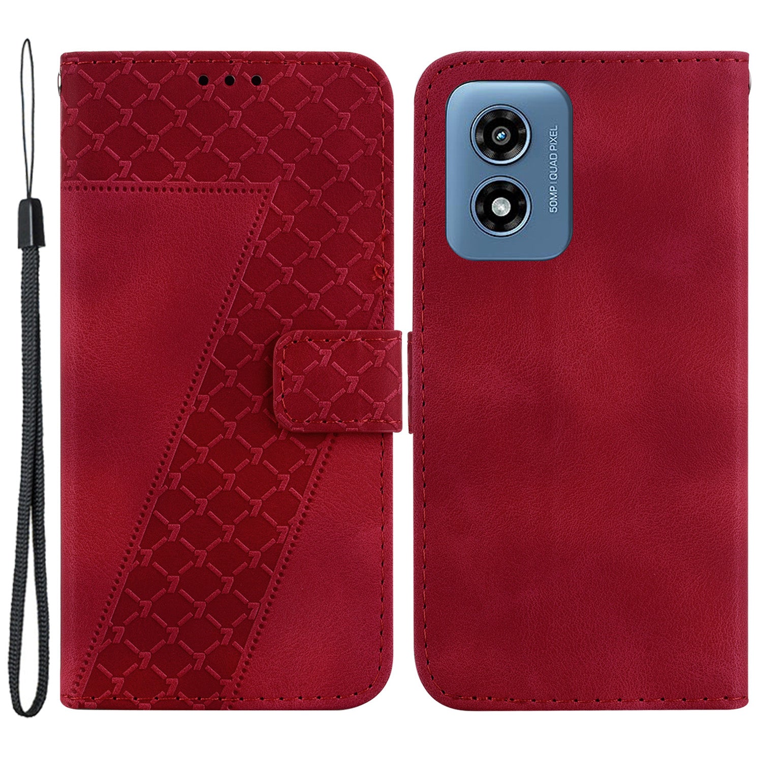 For Motorola Moto G Play (2024) 4G Phone Case 7-Shape Imprinted Wallet Leather Cover