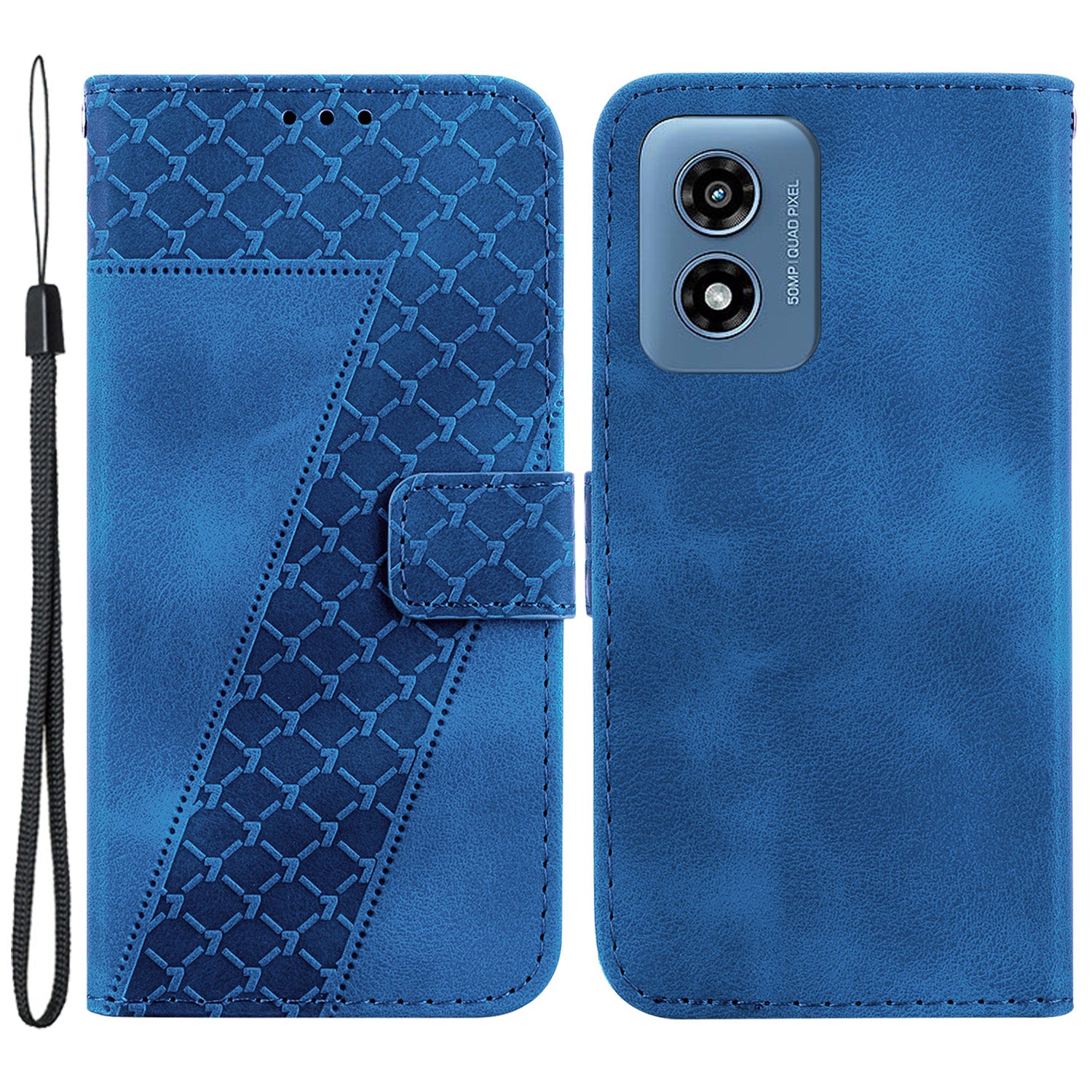 For Motorola Moto G Play (2024) 4G Phone Case 7-Shape Imprinted Wallet Leather Cover