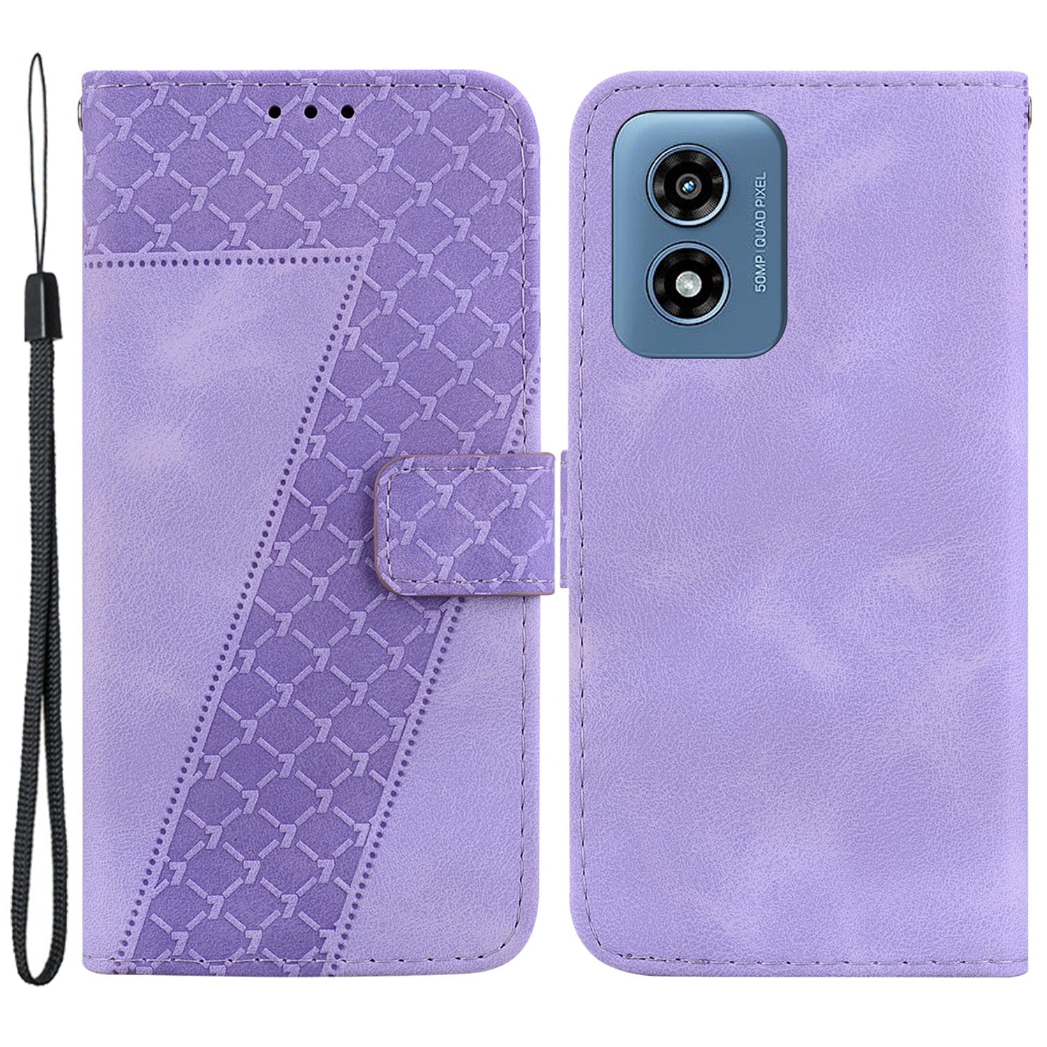 For Motorola Moto G Play (2024) 4G Phone Case 7-Shape Imprinted Wallet Leather Cover