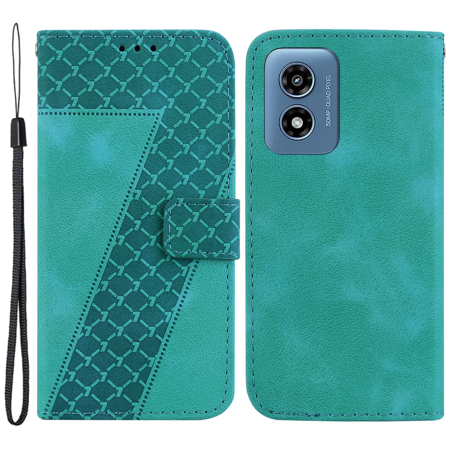 For Motorola Moto G Play (2024) 4G Phone Case 7-Shape Imprinted Wallet Leather Cover