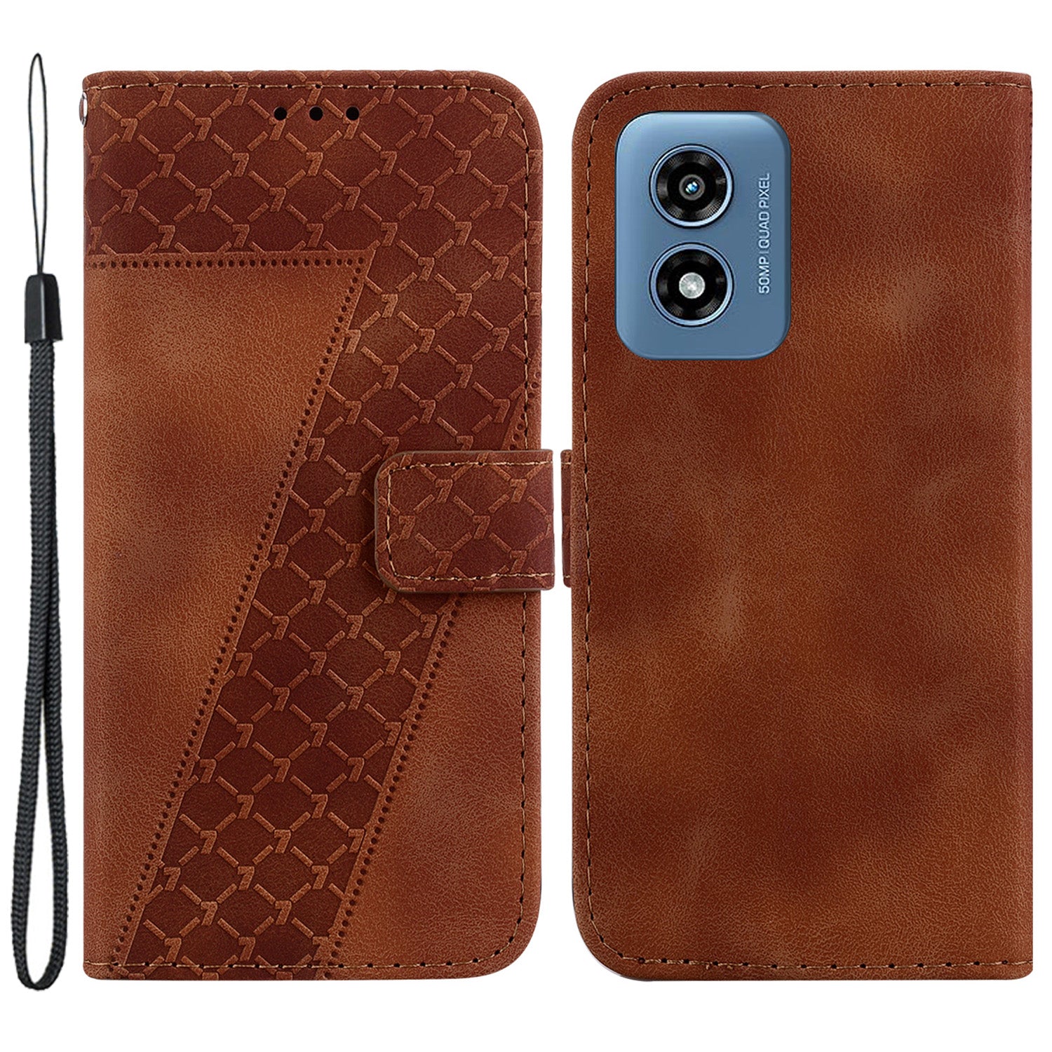 For Motorola Moto G Play (2024) 4G Phone Case 7-Shape Imprinted Wallet Leather Cover