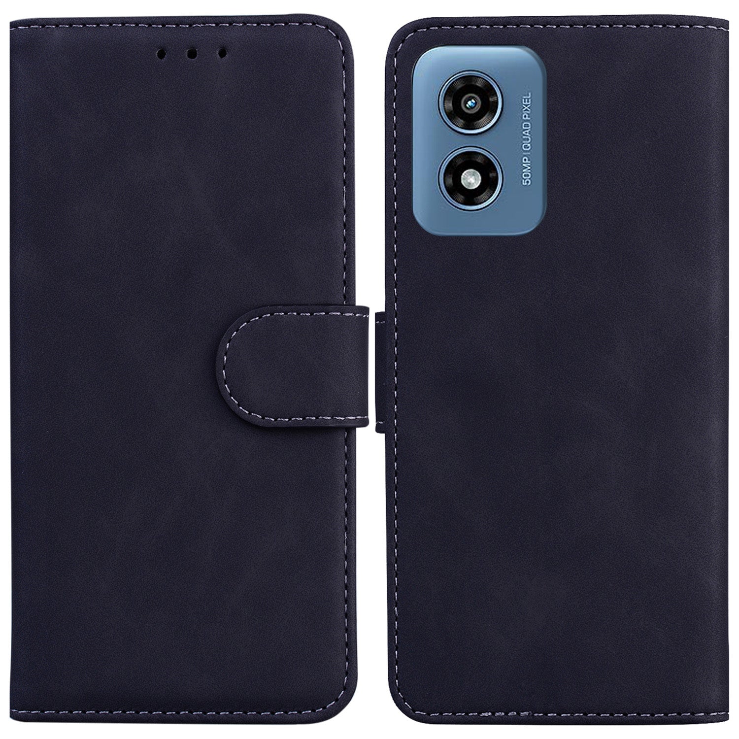 For Motorola Moto G Play (2024) 4G Case Solid Color Phone Leather Cover with Wallet