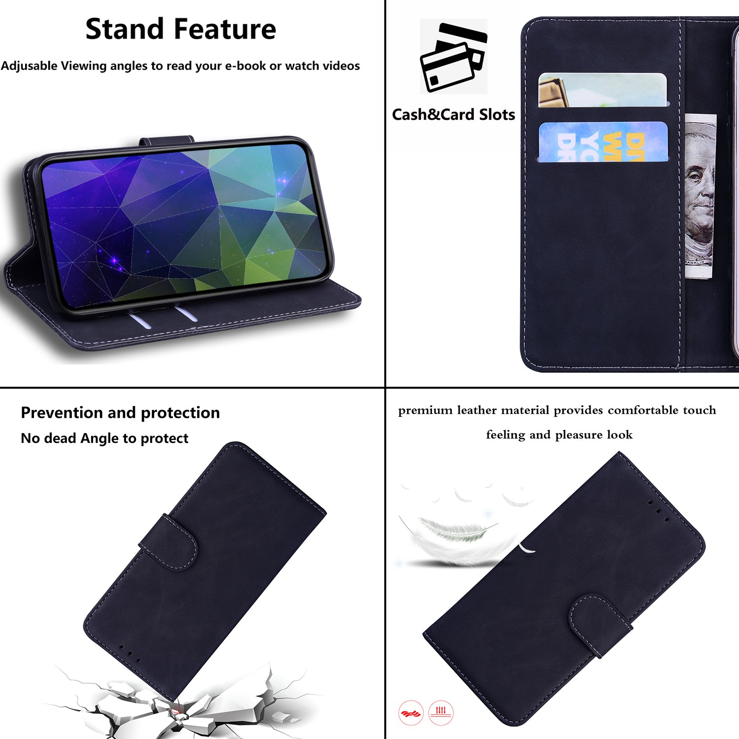 For Motorola Moto G Play (2024) 4G Case Solid Color Phone Leather Cover with Wallet