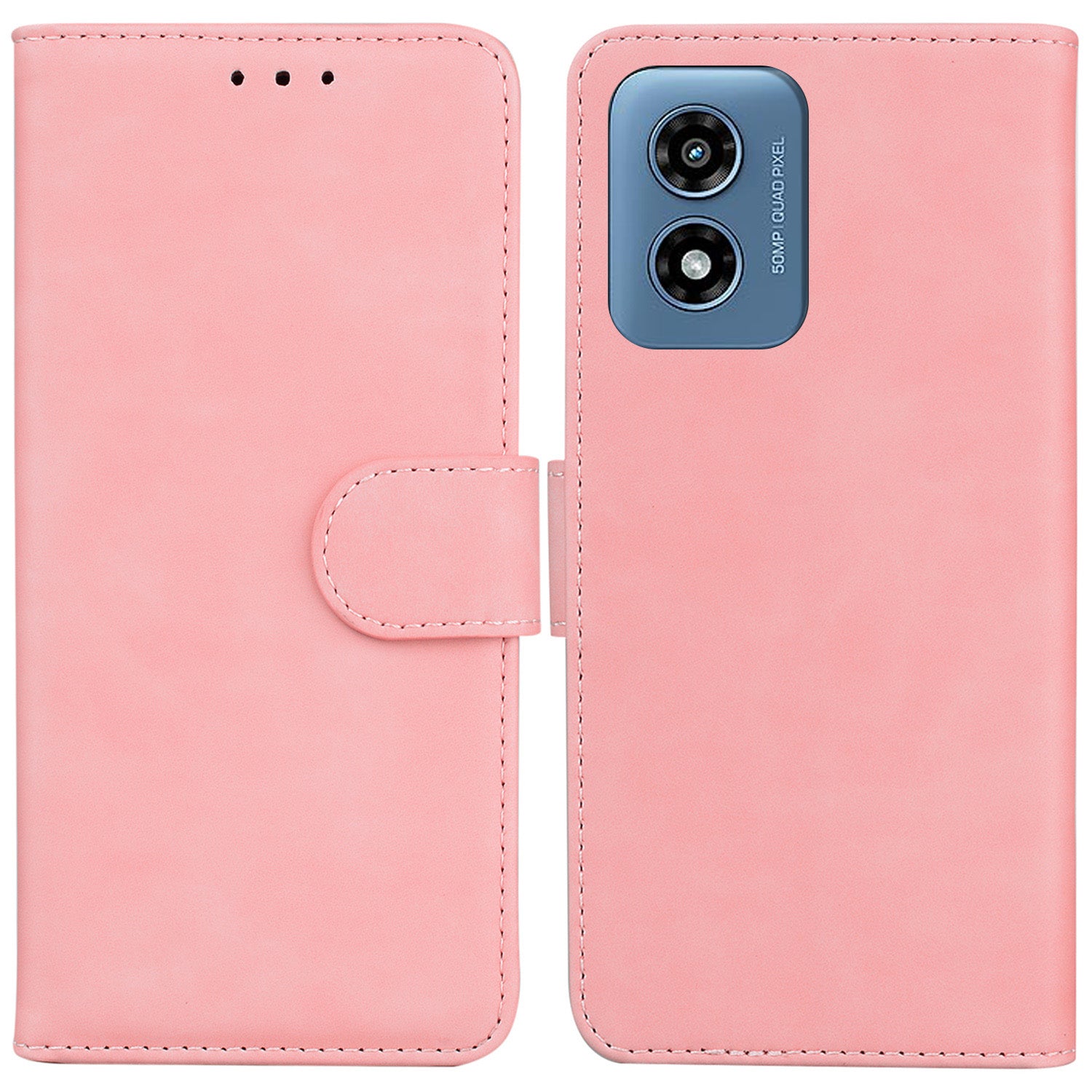For Motorola Moto G Play (2024) 4G Case Solid Color Phone Leather Cover with Wallet