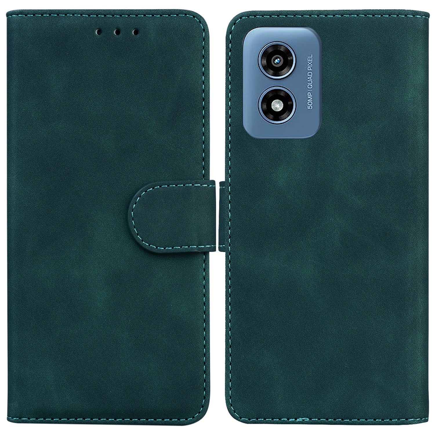 For Motorola Moto G Play (2024) 4G Case Solid Color Phone Leather Cover with Wallet