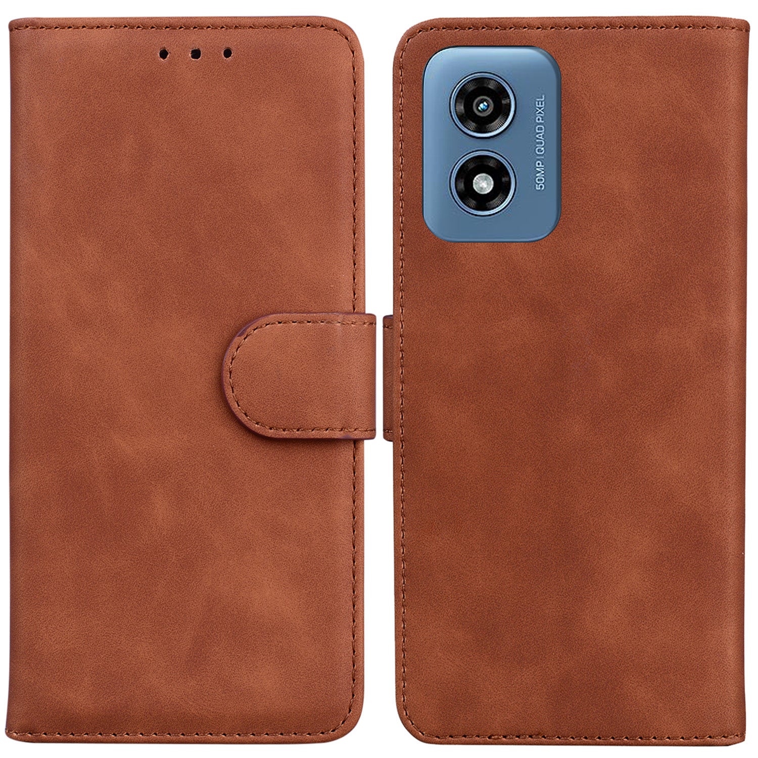 For Motorola Moto G Play (2024) 4G Case Solid Color Phone Leather Cover with Wallet