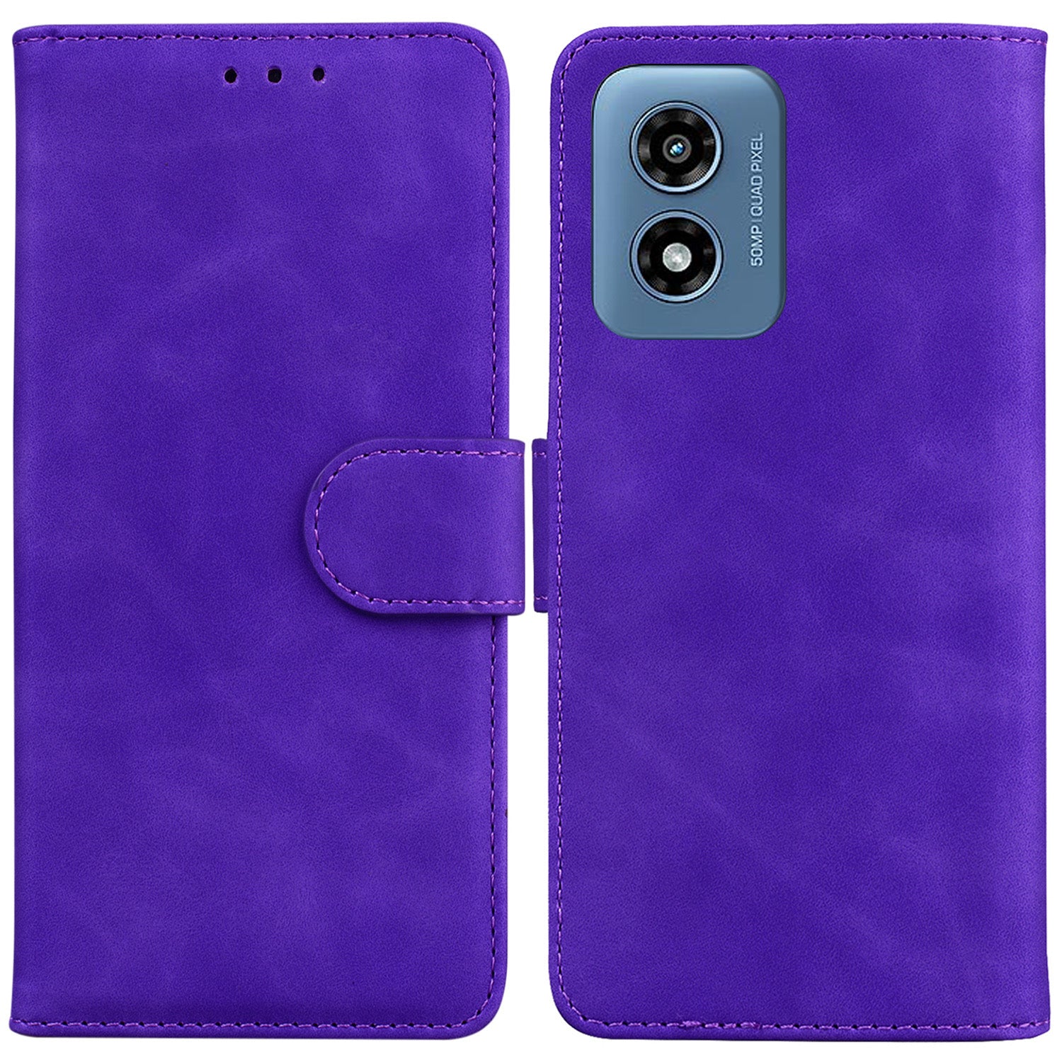 For Motorola Moto G Play (2024) 4G Case Solid Color Phone Leather Cover with Wallet