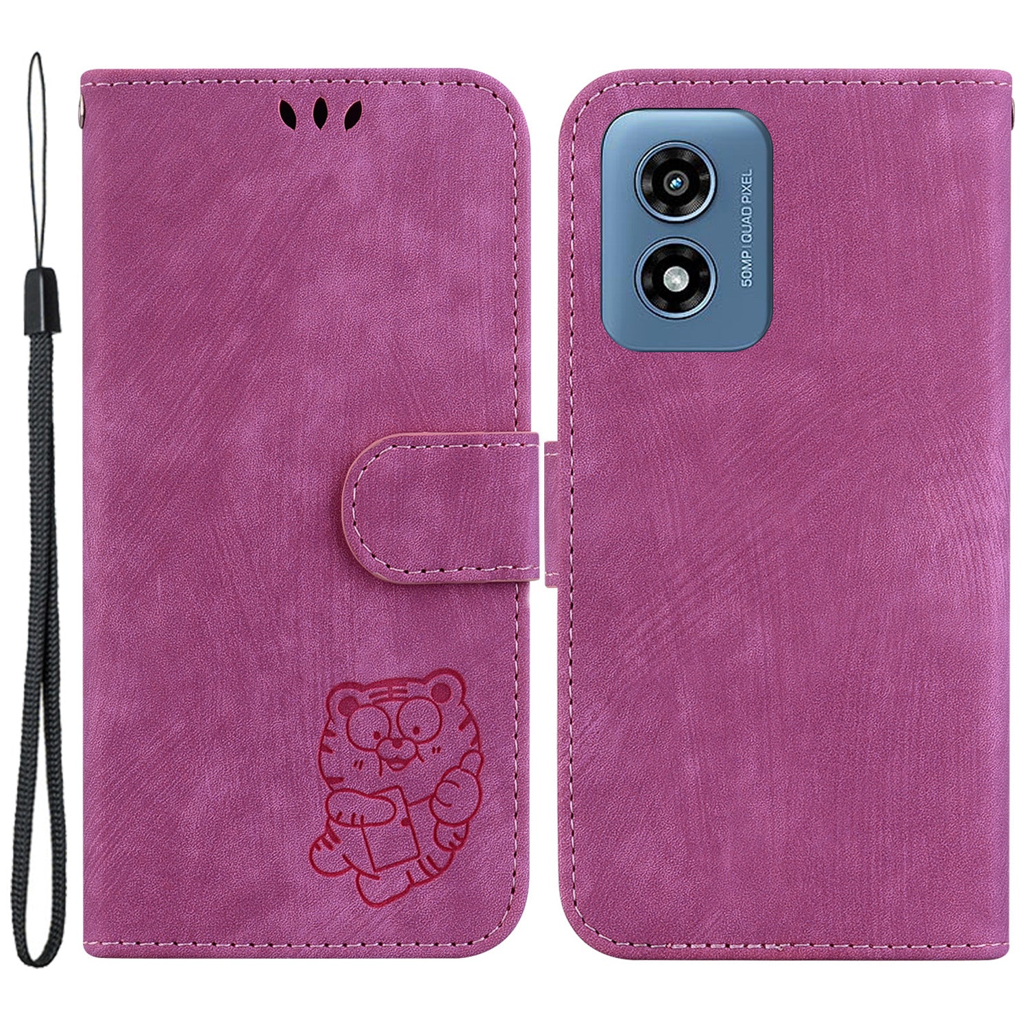 For Motorola Moto G Play (2024) 4G Case Tiger Imprinted Flip Leather Phone Cover