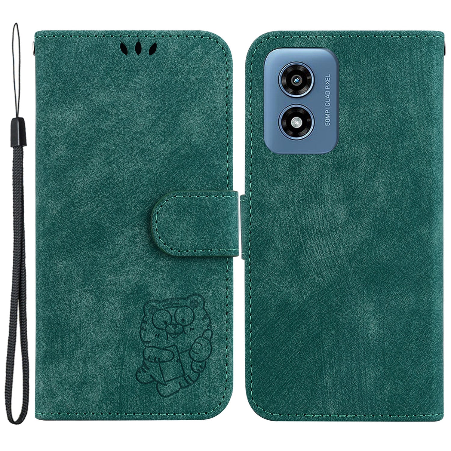 For Motorola Moto G Play (2024) 4G Case Tiger Imprinted Flip Leather Phone Cover