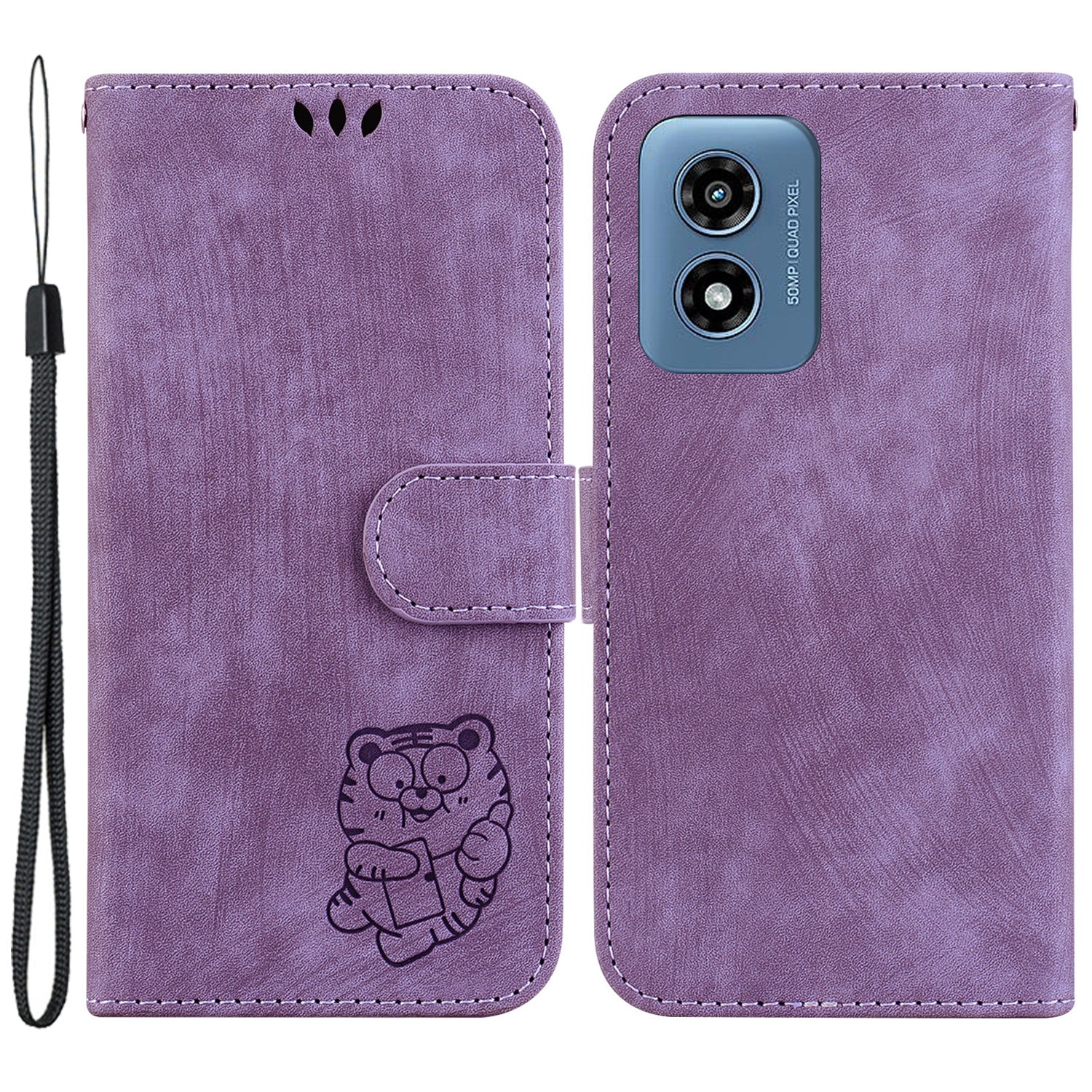 For Motorola Moto G Play (2024) 4G Case Tiger Imprinted Flip Leather Phone Cover