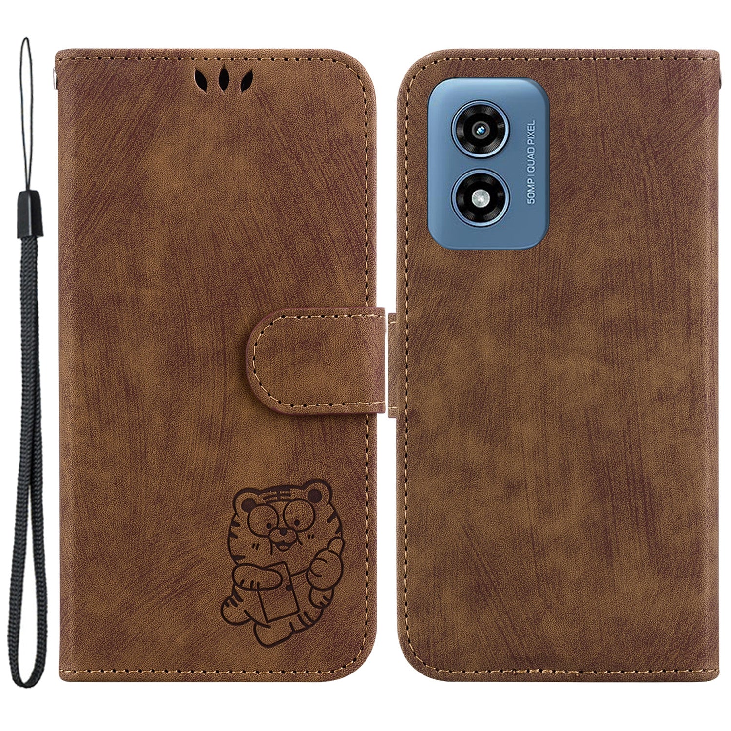 For Motorola Moto G Play (2024) 4G Case Tiger Imprinted Flip Leather Phone Cover
