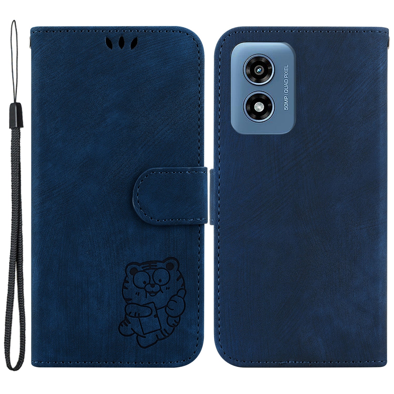 For Motorola Moto G Play (2024) 4G Case Tiger Imprinted Flip Leather Phone Cover
