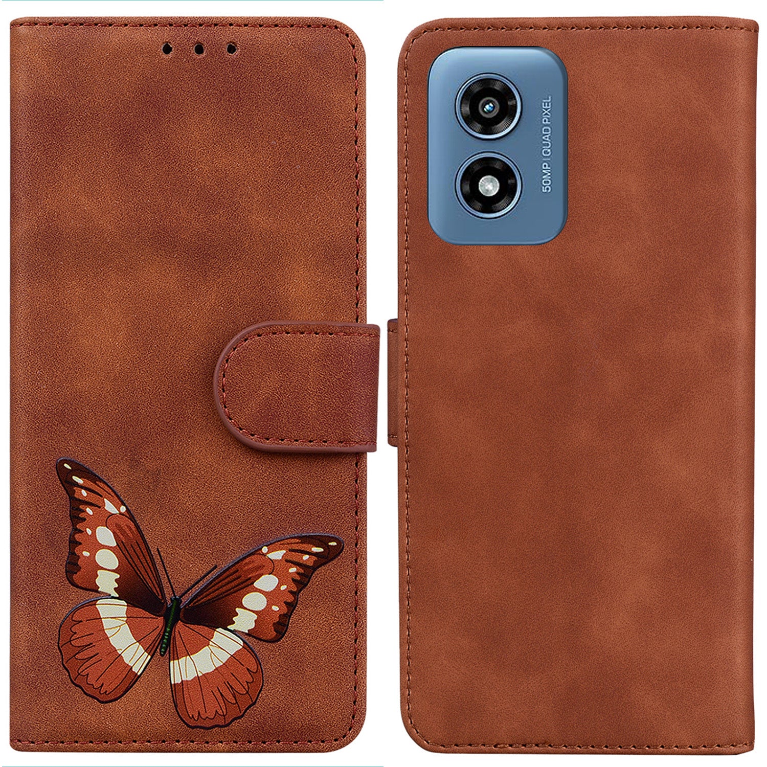 For Motorola Moto G Play (2024) 4G Case Butterfly Printing Anti-Scratch Leather Flip Phone Cover with Wallet
