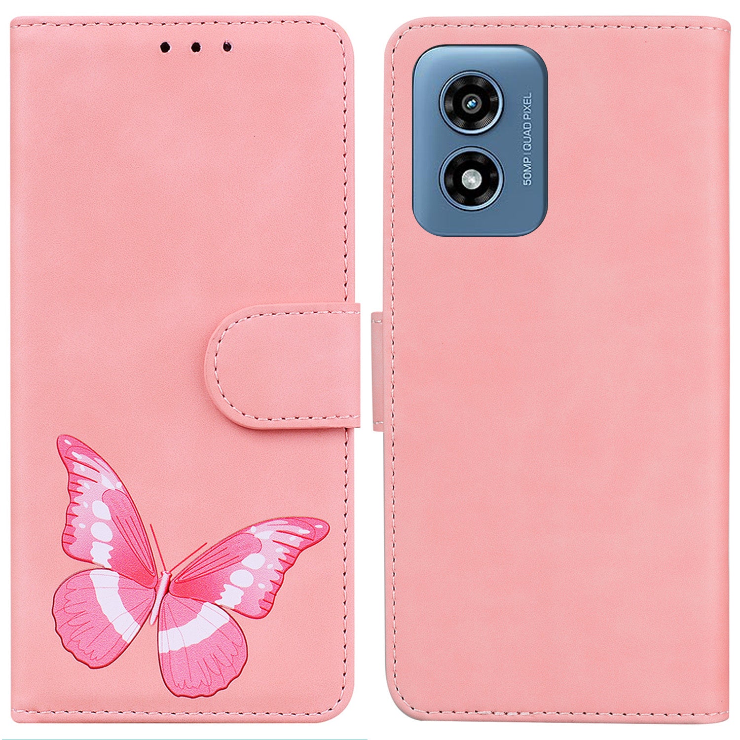 For Motorola Moto G Play (2024) 4G Case Butterfly Printing Anti-Scratch Leather Flip Phone Cover with Wallet