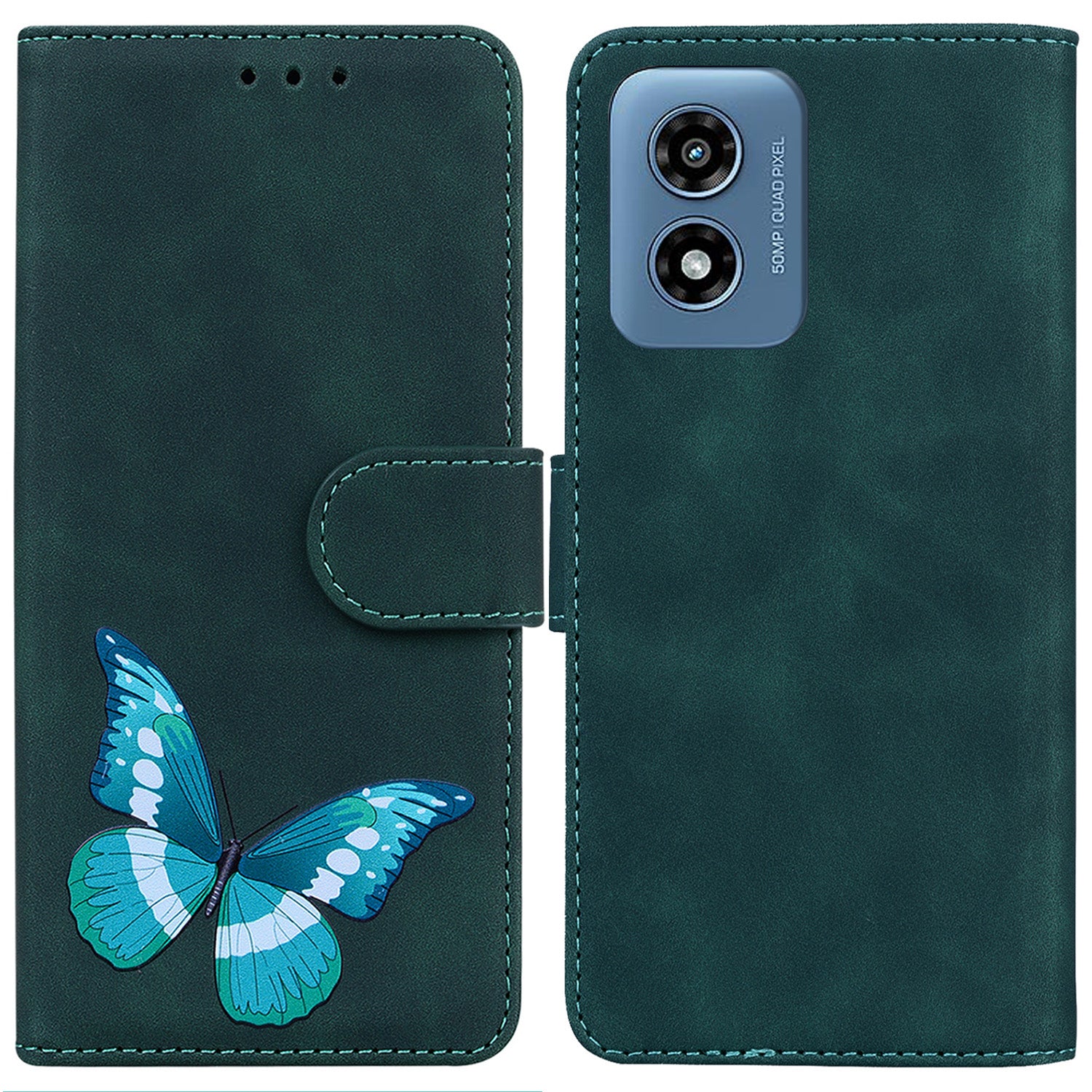 For Motorola Moto G Play (2024) 4G Case Butterfly Printing Anti-Scratch Leather Flip Phone Cover with Wallet