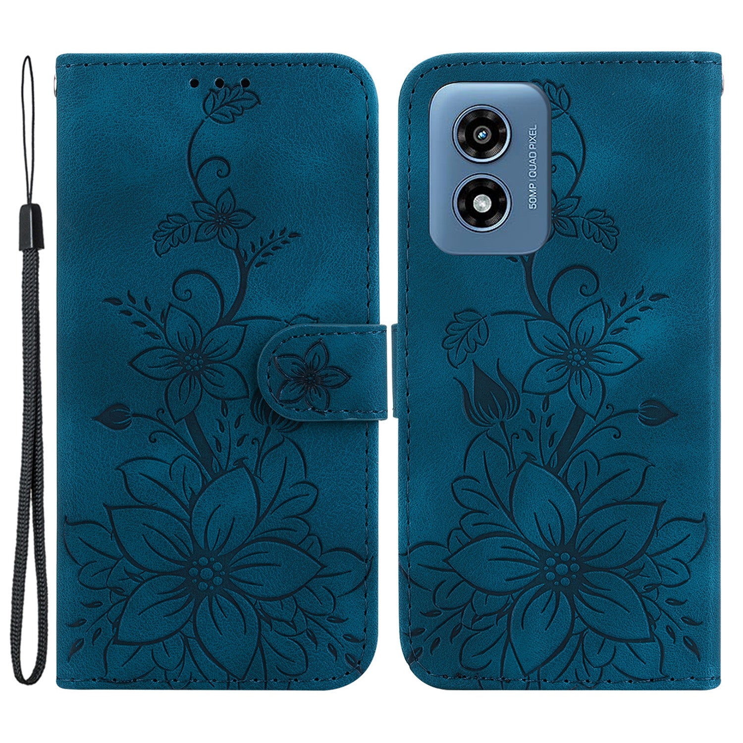 For Motorola Moto G Play (2024) 4G Wallet Case Flower Imprint Leather Cell Phone Cover