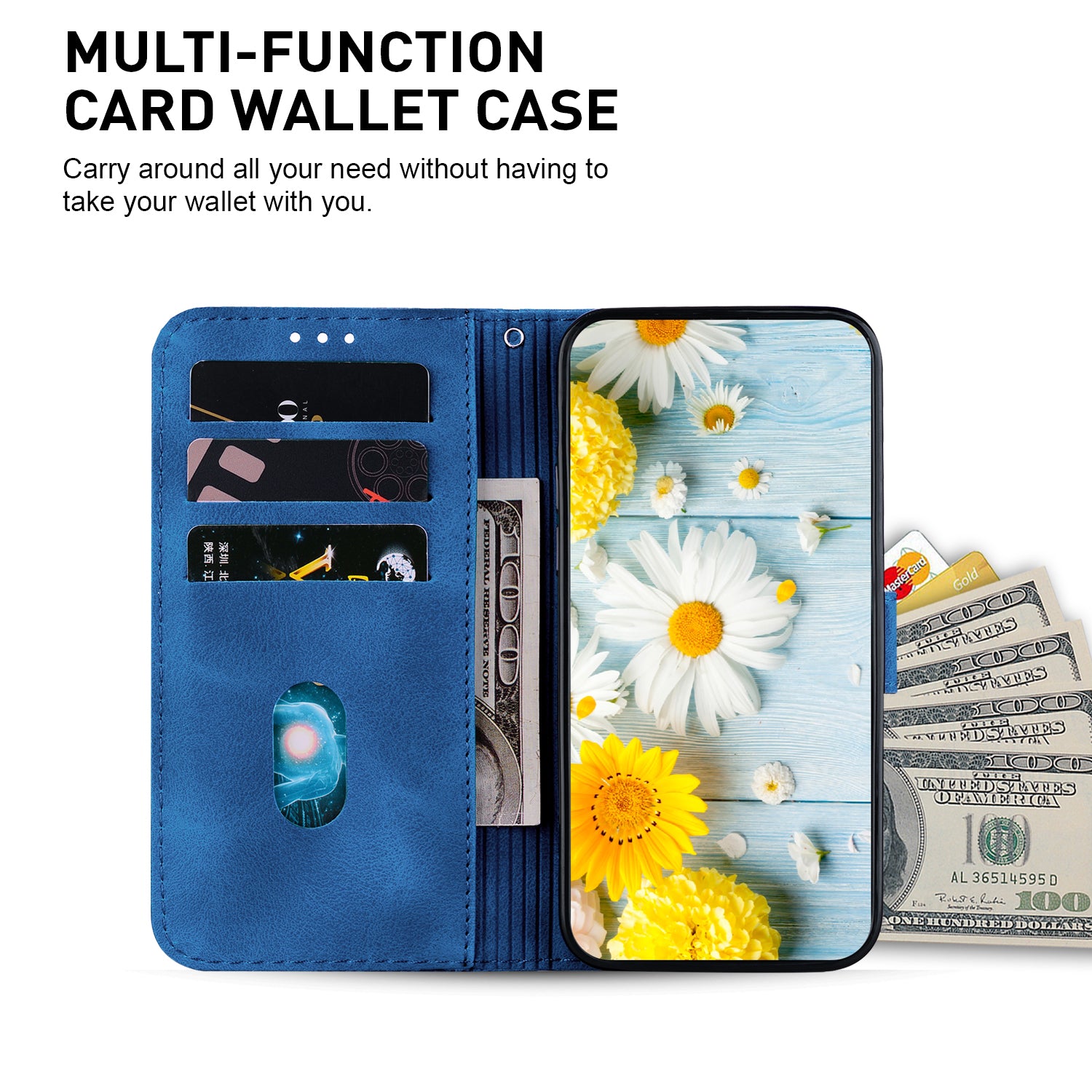 For Motorola Moto G Play (2024) 4G Wallet Case Flower Imprint Leather Cell Phone Cover