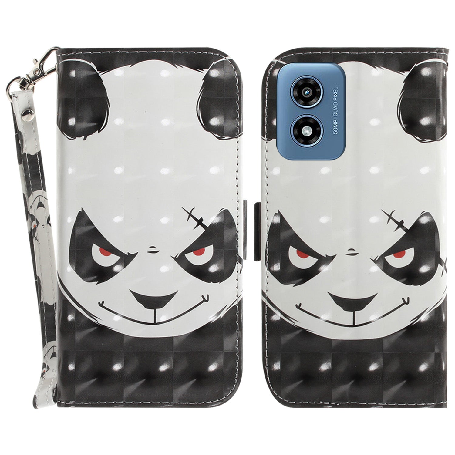 For Motorola Moto G Play (2024) 4G Case Pattern Printed Leather Wallet Phone Cover with Strap