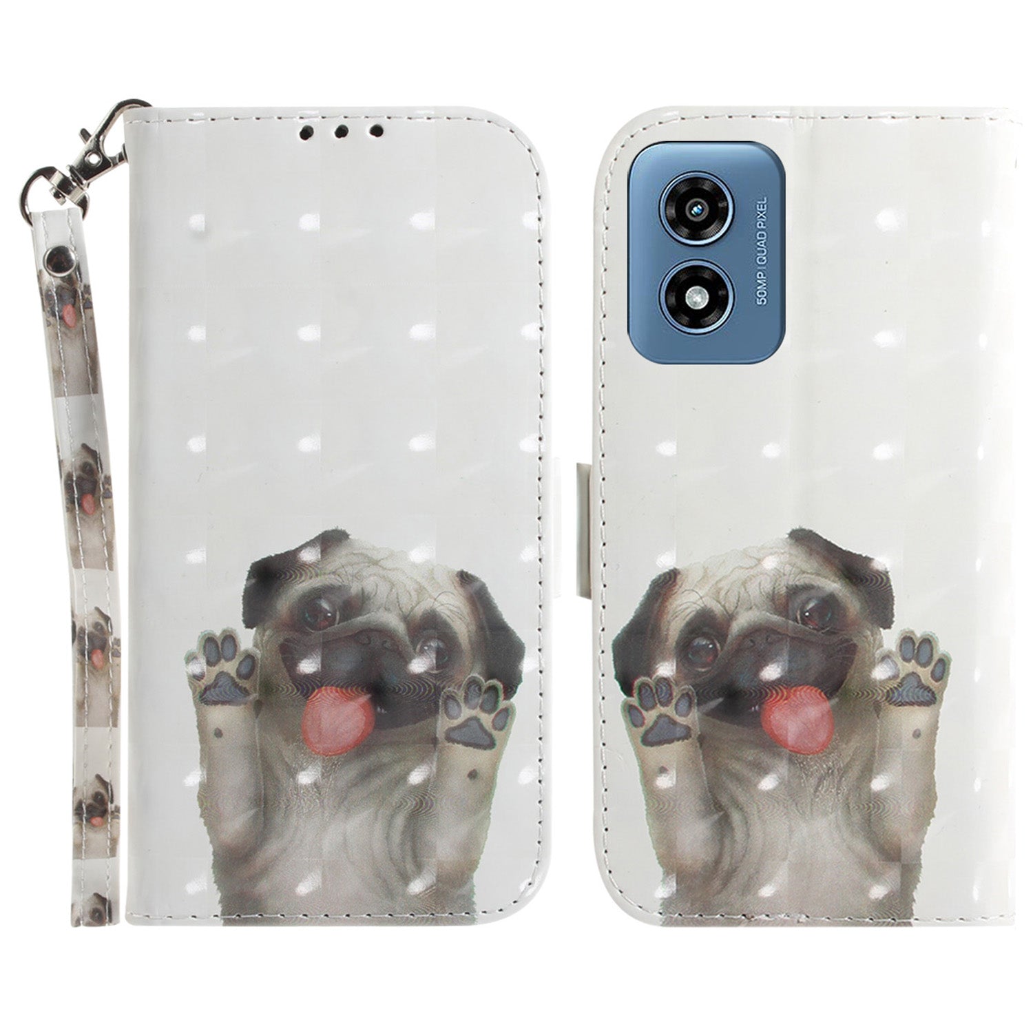 For Motorola Moto G Play (2024) 4G Case Pattern Printed Leather Wallet Phone Cover with Strap