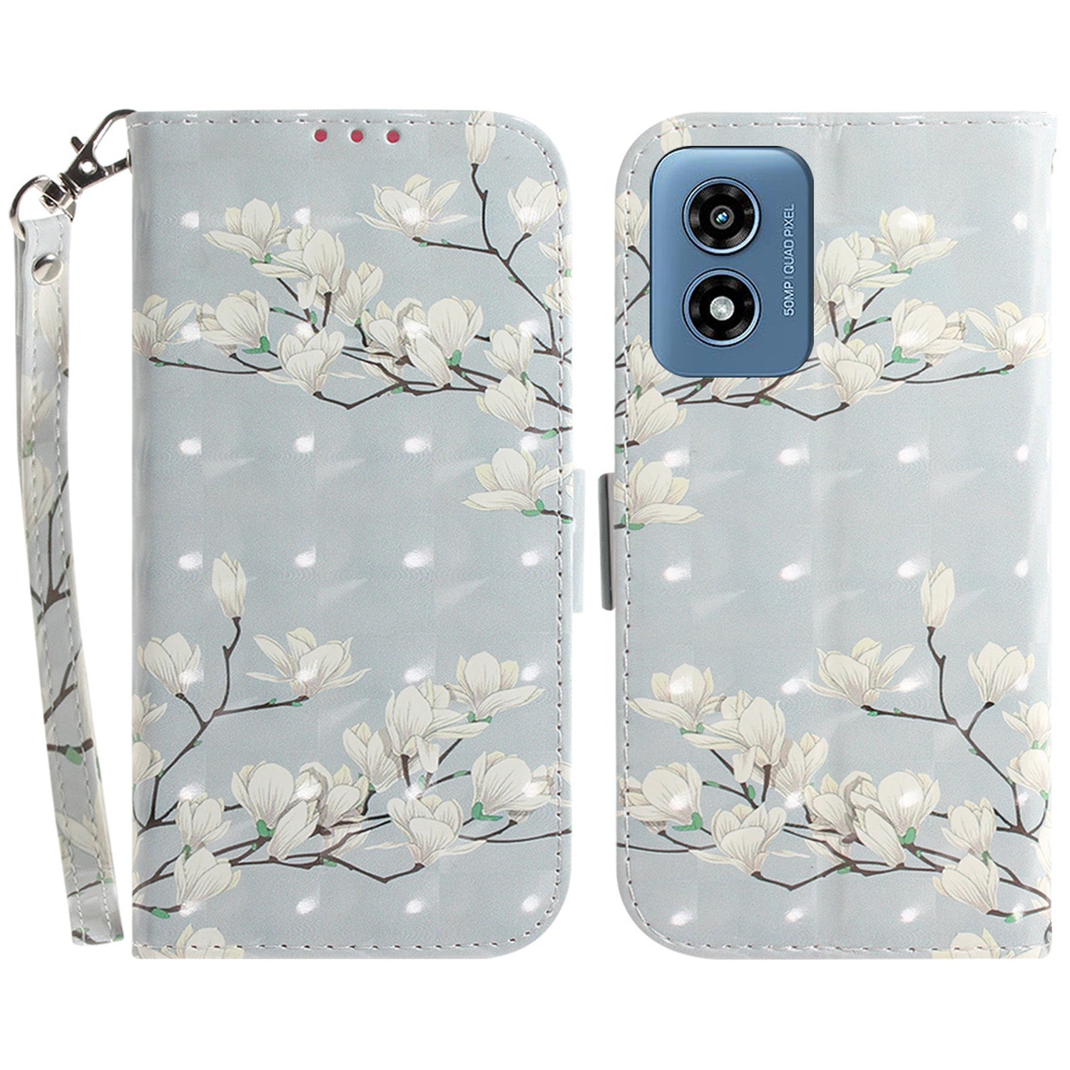 For Motorola Moto G Play (2024) 4G Case Pattern Printed Leather Wallet Phone Cover with Strap
