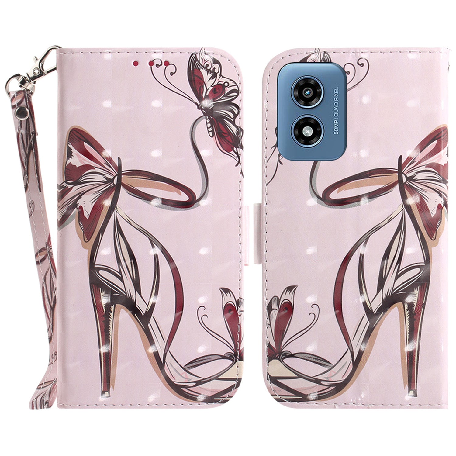 For Motorola Moto G Play (2024) 4G Case Pattern Printed Leather Wallet Phone Cover with Strap