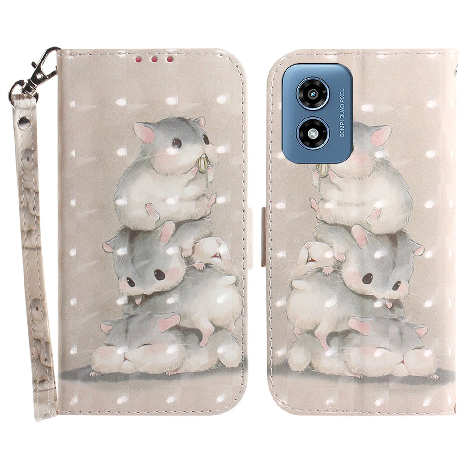 For Motorola Moto G Play (2024) 4G Case Pattern Printed Leather Wallet Phone Cover with Strap