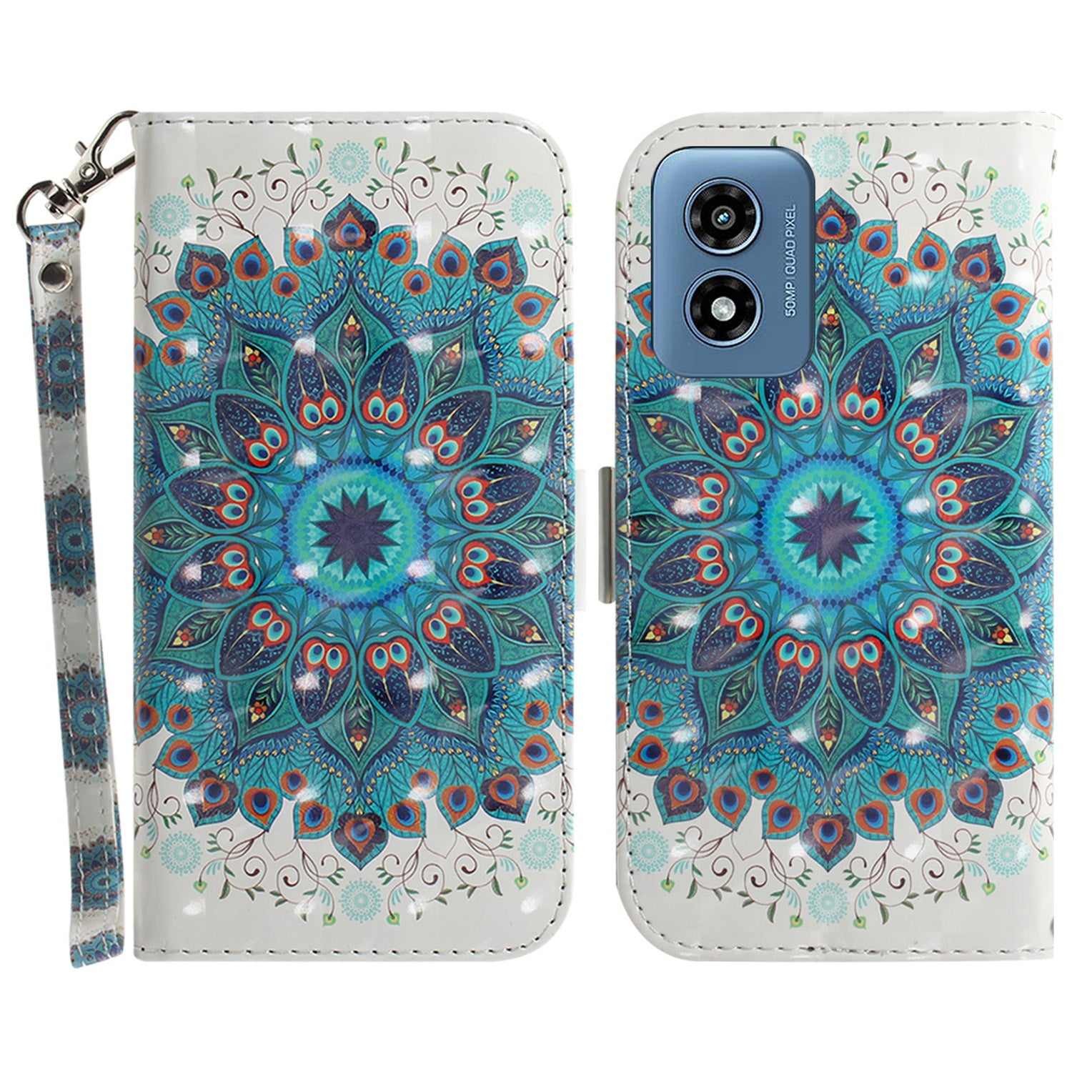For Motorola Moto G Play (2024) 4G Case Pattern Printed Leather Wallet Phone Cover with Strap
